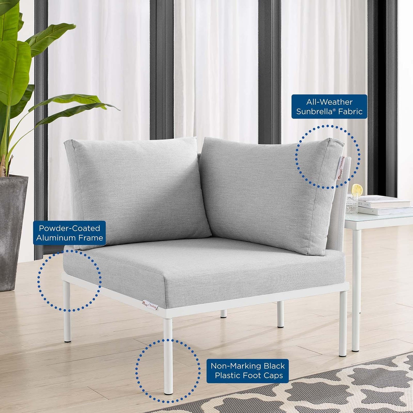 Modway Harmony Sunbrella® Outdoor Patio All Mesh Corner Chair FredCo