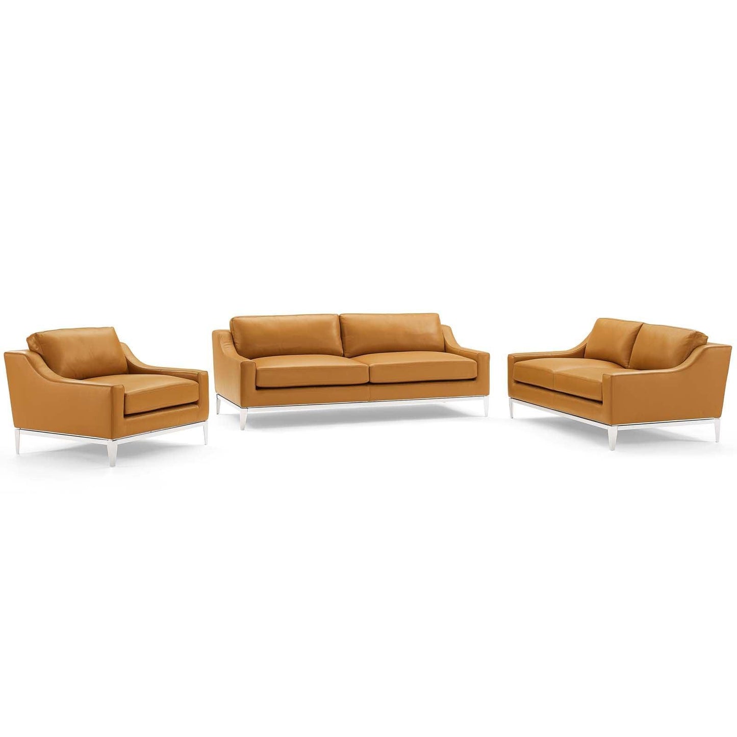 Modway Harness 3 Piece Stainless Steel Base Leather Set FredCo