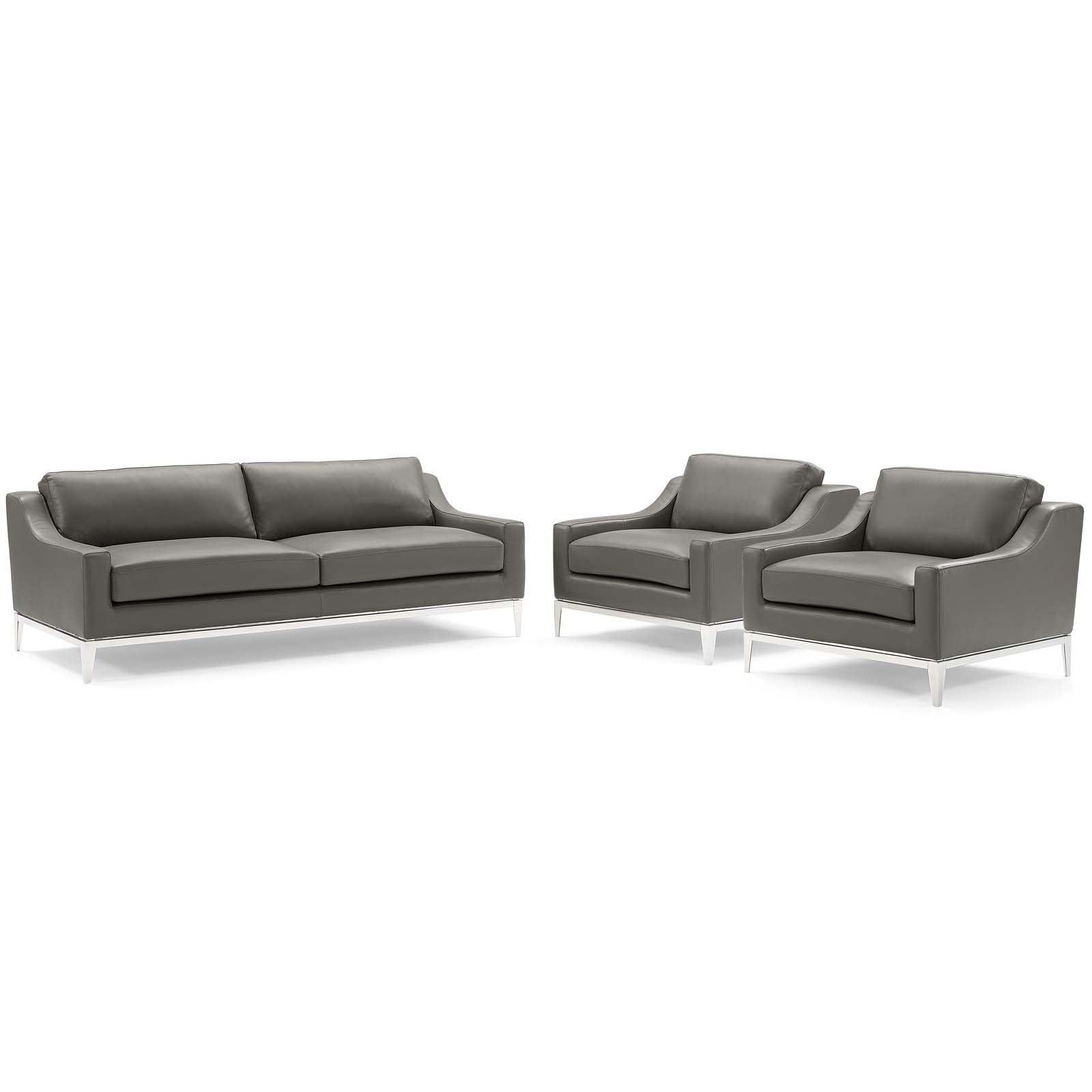 Modway Harness 3 Piece Stainless Steel Base Leather Set, EEI-4199 FredCo