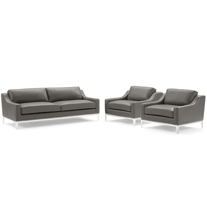 Modway Harness 3 Piece Stainless Steel Base Leather Set, EEI-4199 FredCo