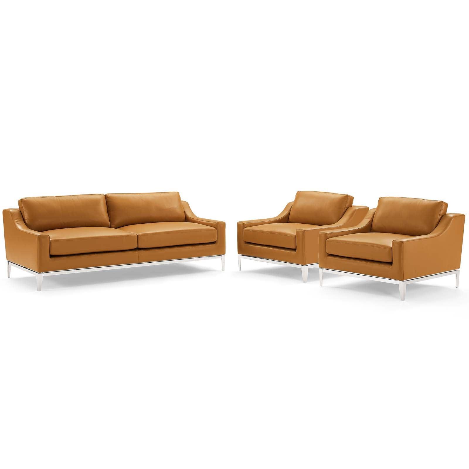 Modway Harness 3 Piece Stainless Steel Base Leather Set, EEI-4199 FredCo