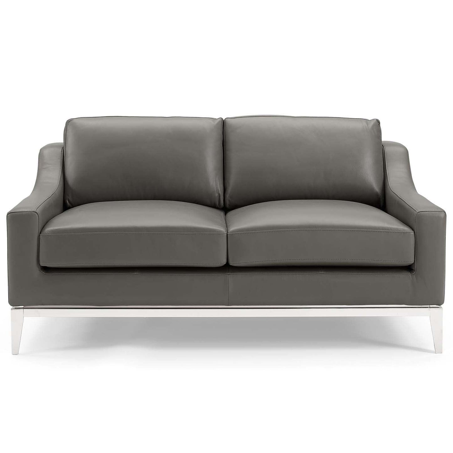 Modway Harness 64" Stainless Steel Base Leather Loveseat FredCo