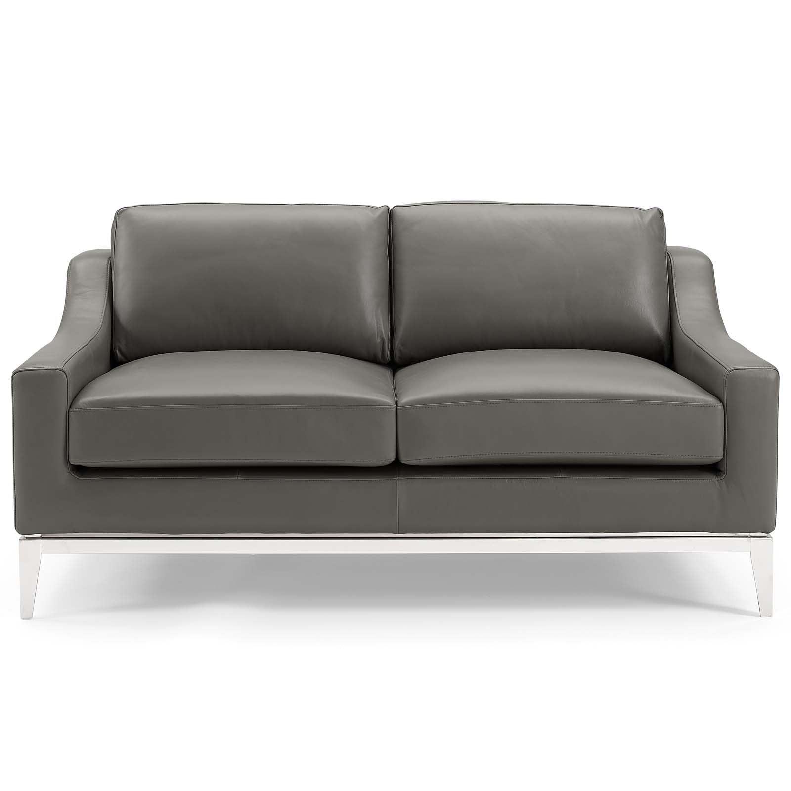 Modway Harness 64" Stainless Steel Base Leather Loveseat FredCo