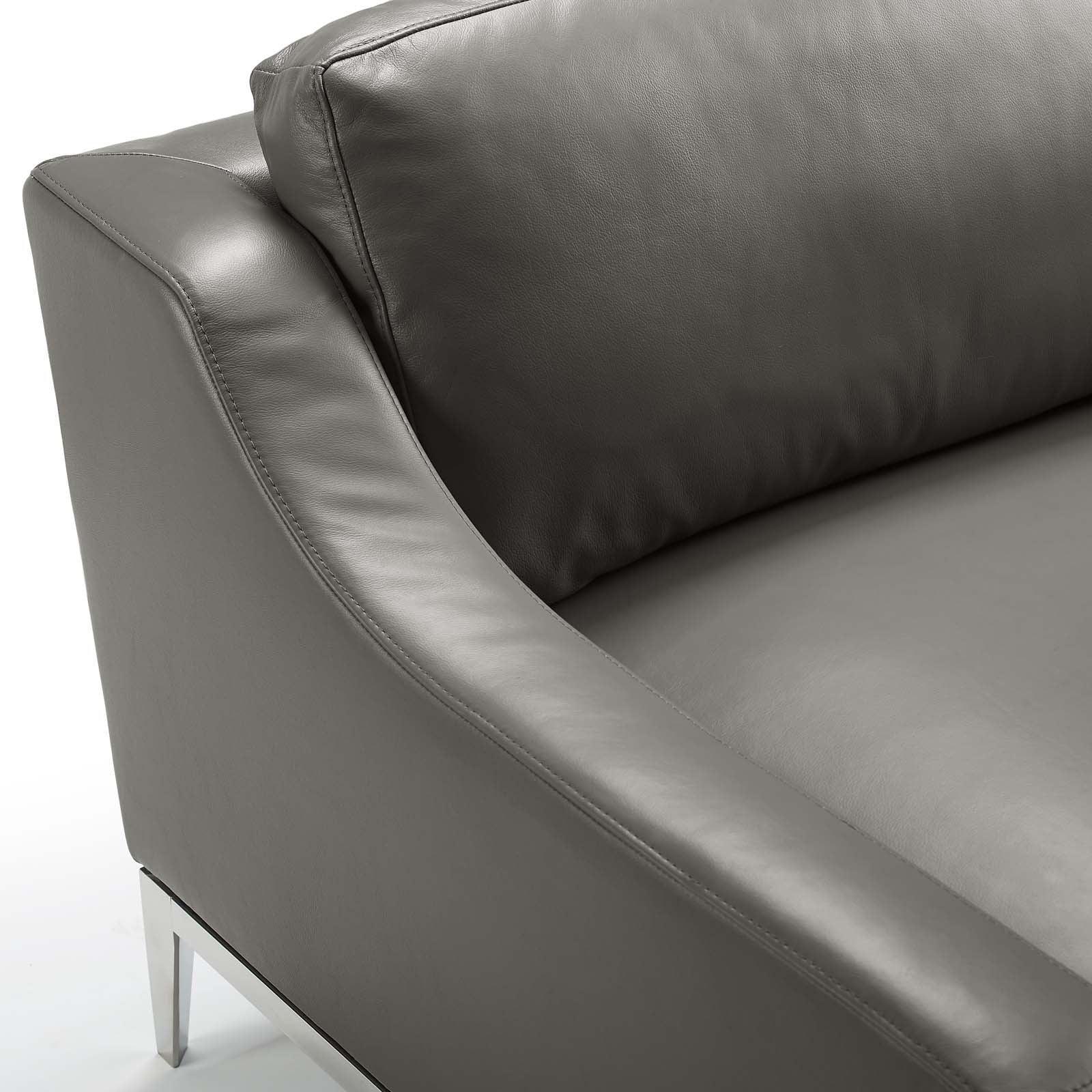 Modway Harness 64" Stainless Steel Base Leather Loveseat FredCo