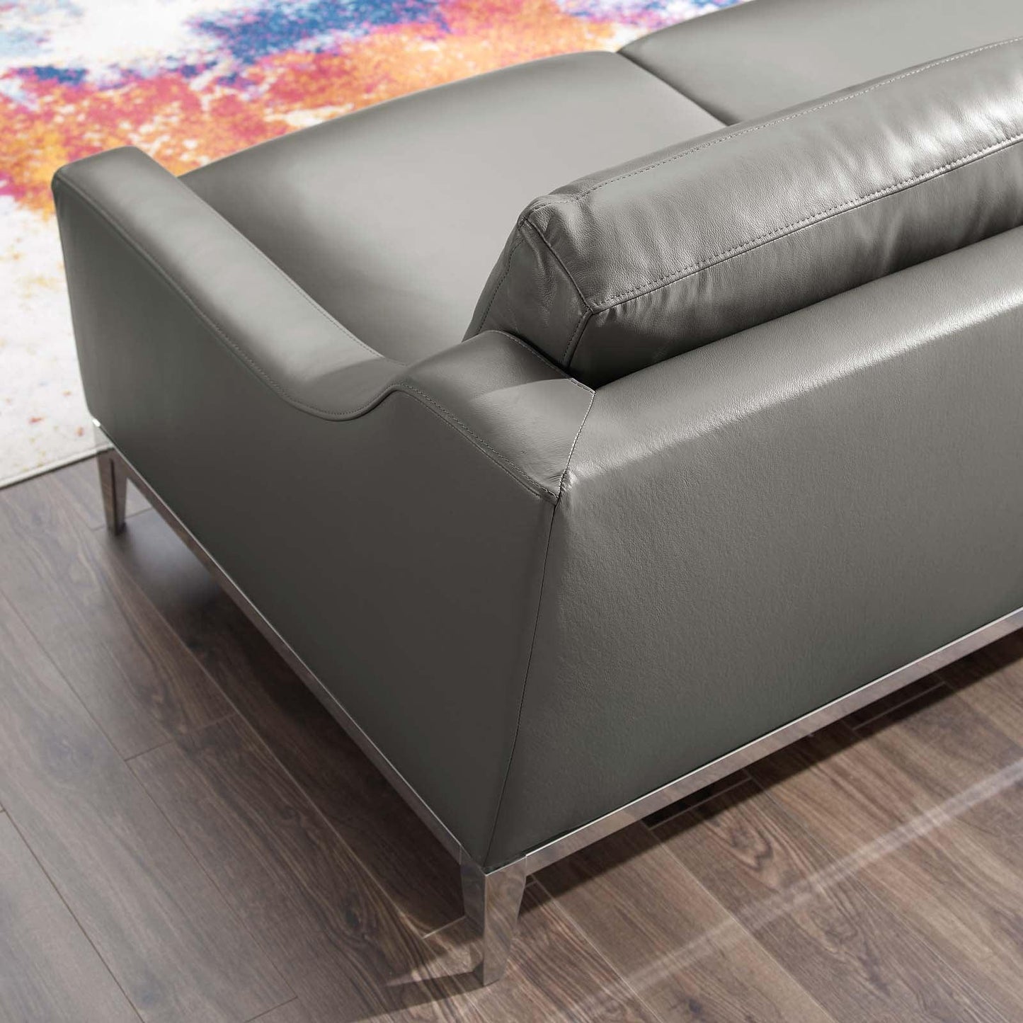 Modway Harness 64" Stainless Steel Base Leather Loveseat FredCo