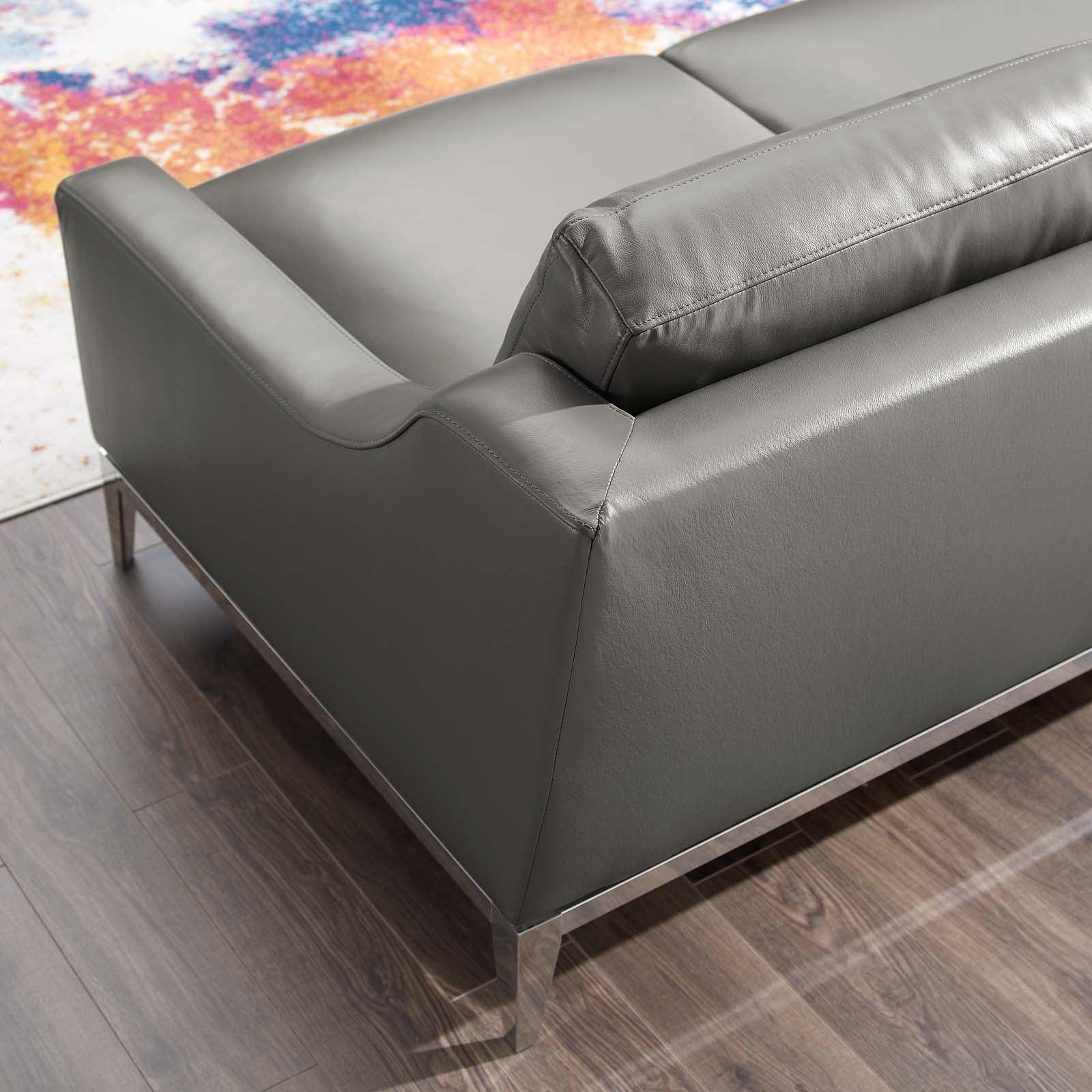 Modway Harness 64" Stainless Steel Base Leather Loveseat FredCo