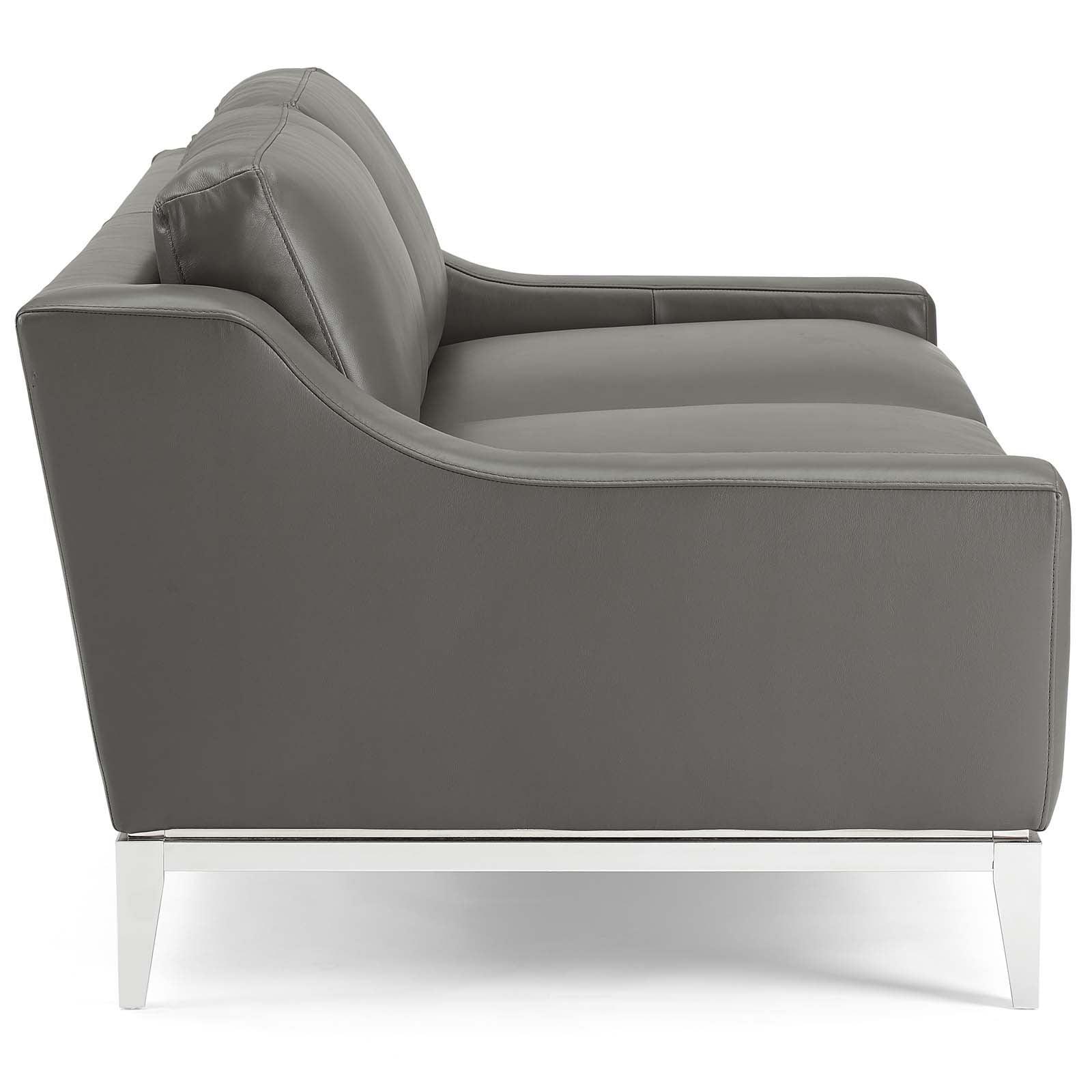 Modway Harness 64" Stainless Steel Base Leather Loveseat FredCo