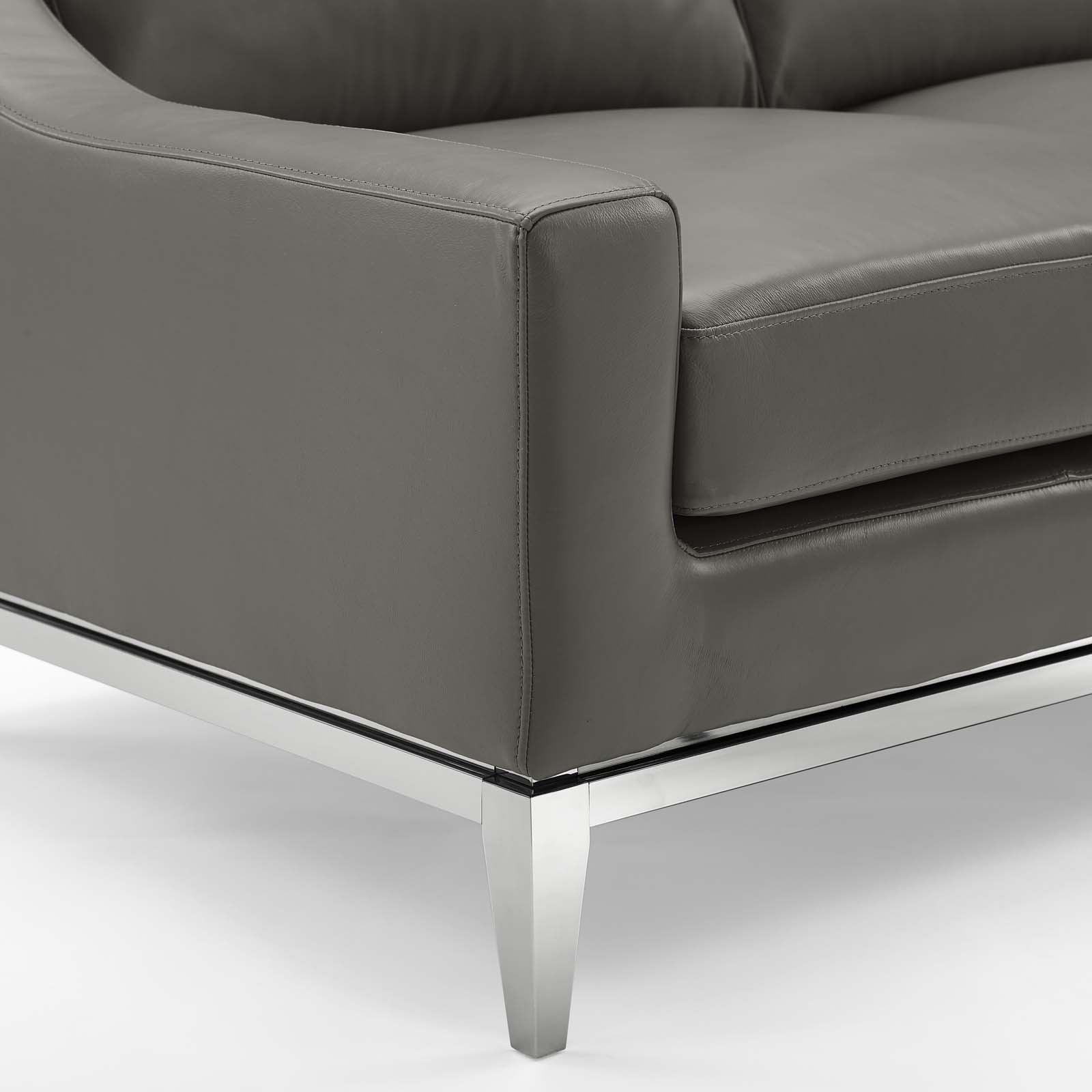 Modway Harness 64" Stainless Steel Base Leather Loveseat FredCo