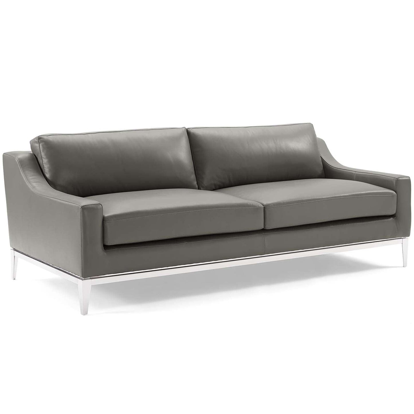 Modway Harness 83.5" Stainless Steel Base Leather Sofa FredCo