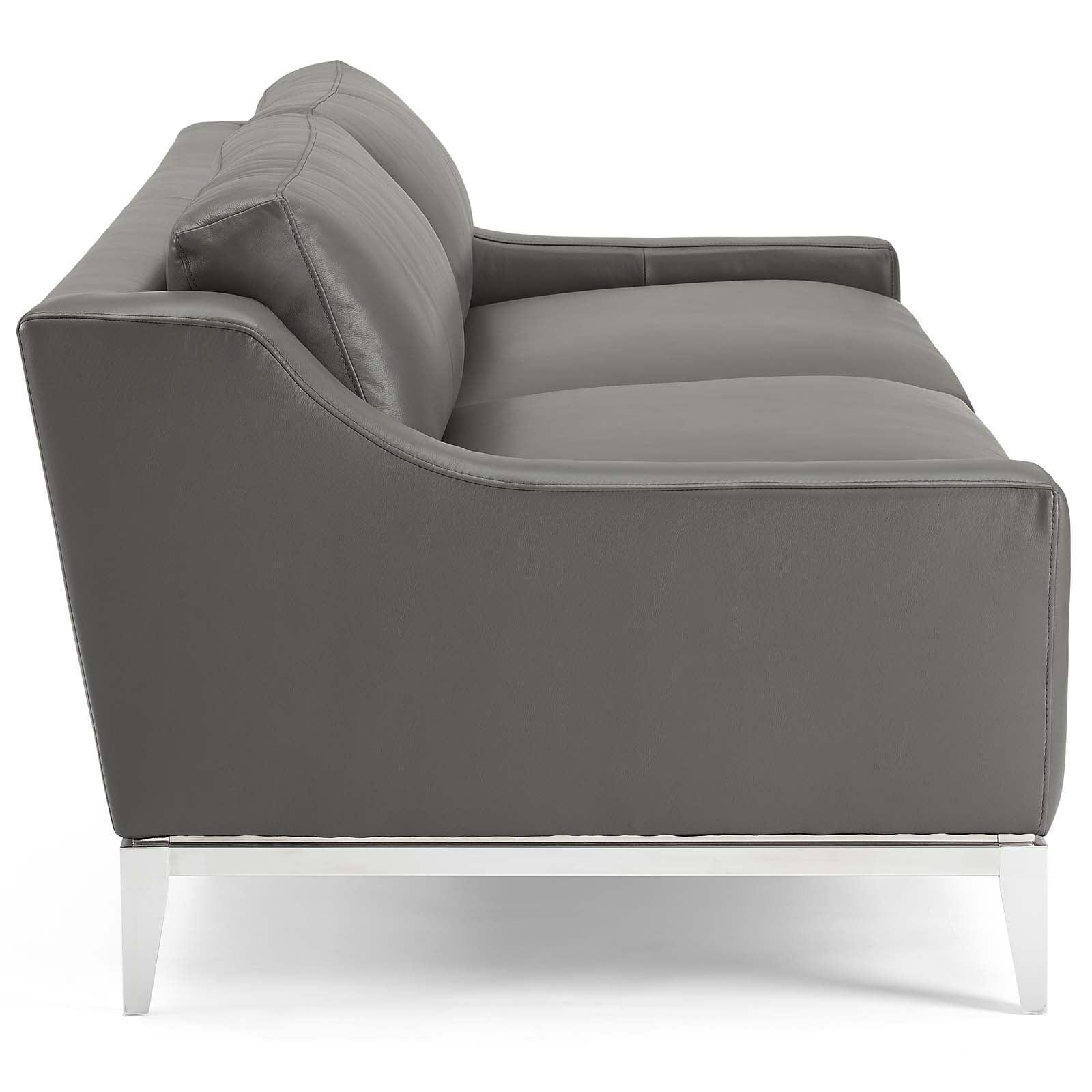 Modway Harness 83.5" Stainless Steel Base Leather Sofa FredCo