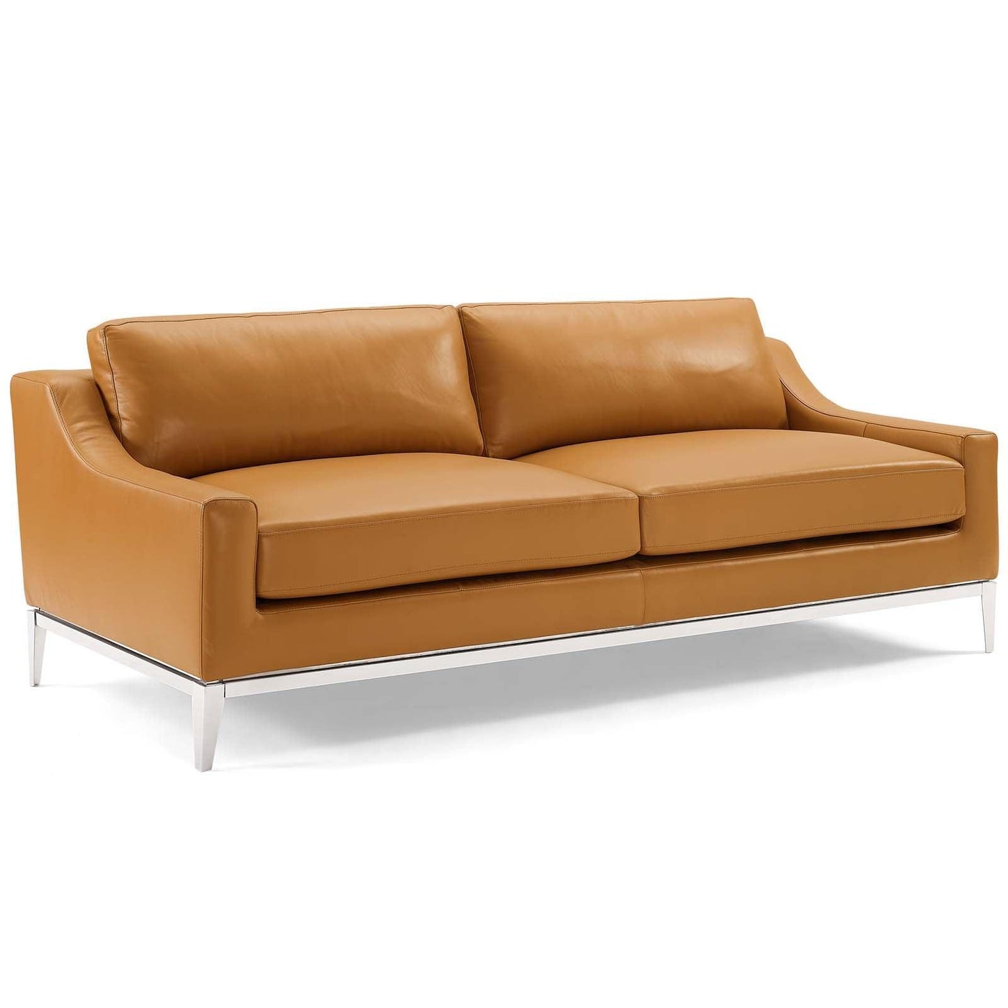 Modway Harness 83.5" Stainless Steel Base Leather Sofa FredCo