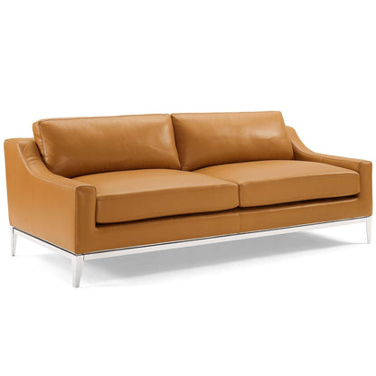 Modway Harness 83.5" Stainless Steel Base Leather Sofa FredCo