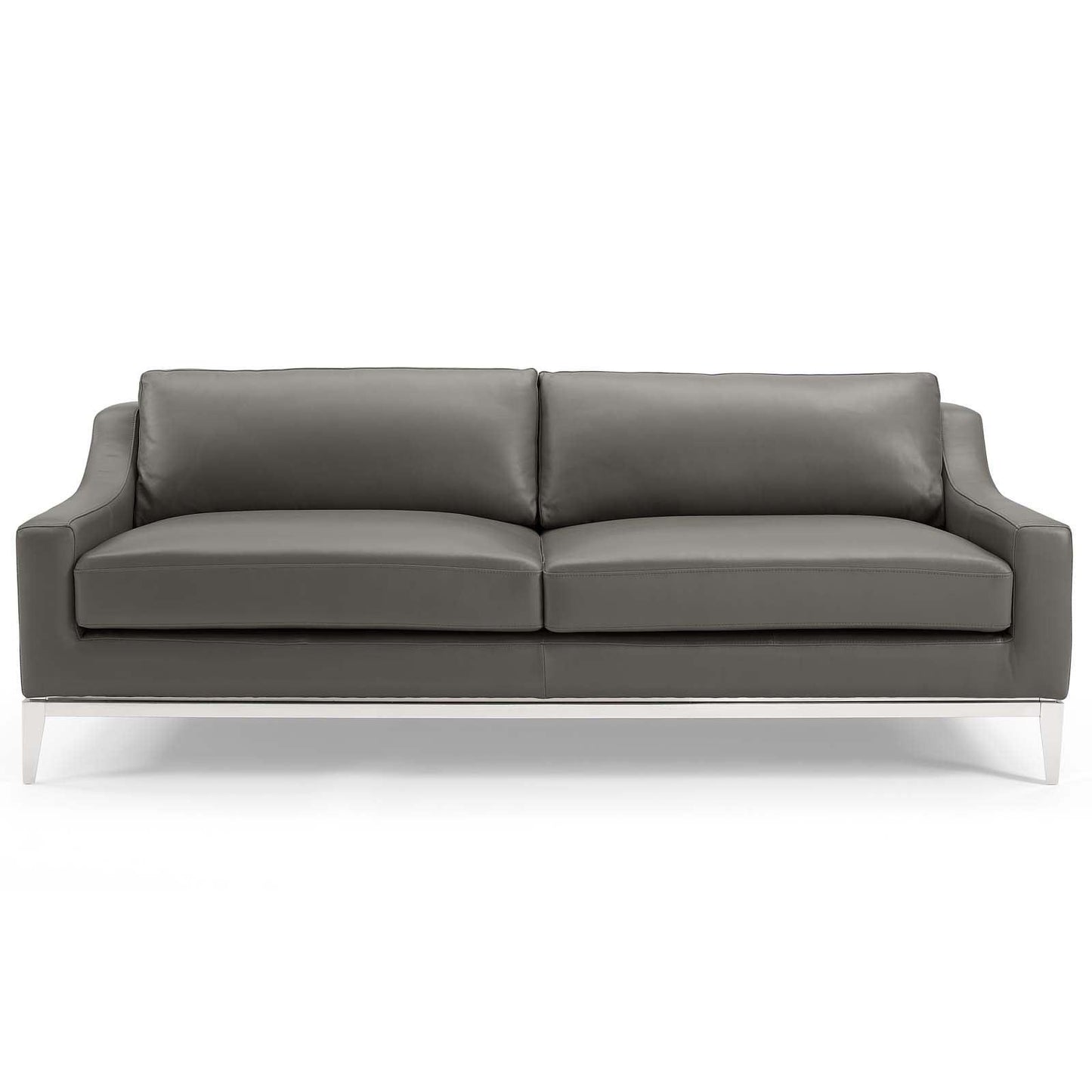 Modway Harness 83.5" Stainless Steel Base Leather Sofa FredCo