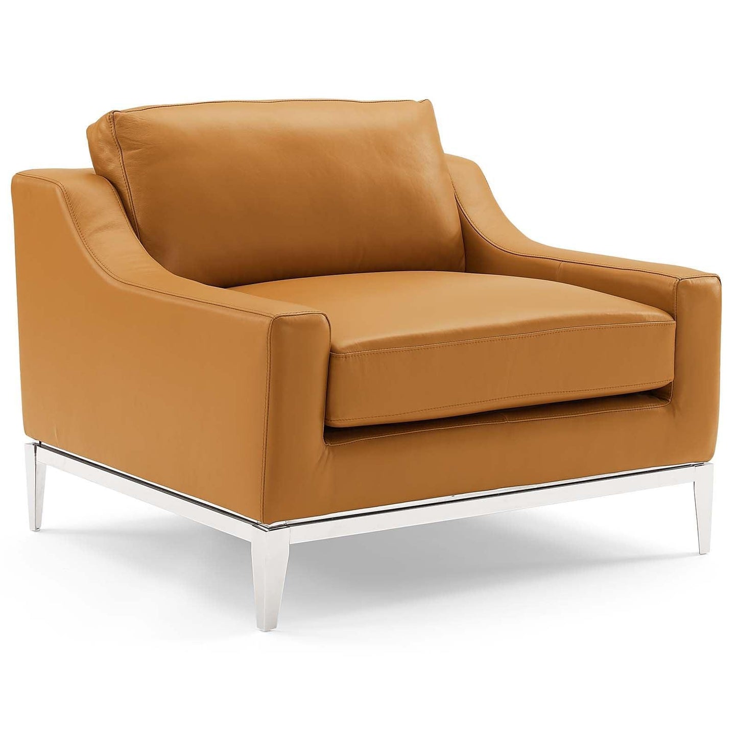 Modway Harness Stainless Steel Base Leather Armchair FredCo