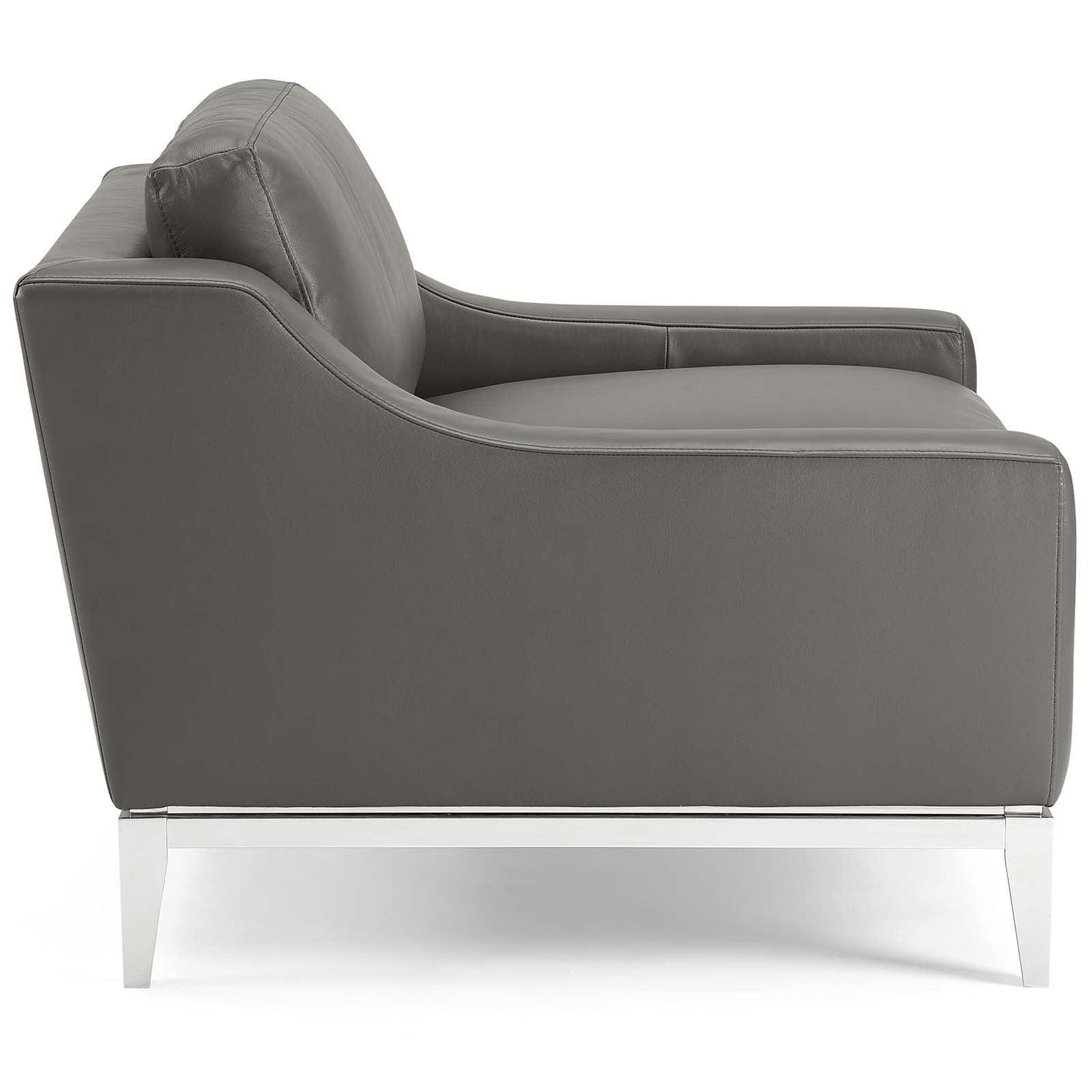 Modway Harness Stainless Steel Base Leather Armchair FredCo