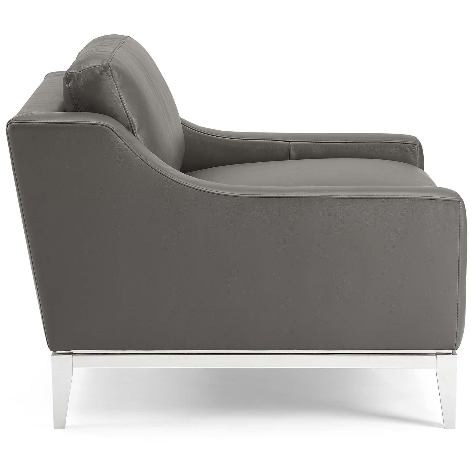 Modway Harness Stainless Steel Base Leather Armchair FredCo