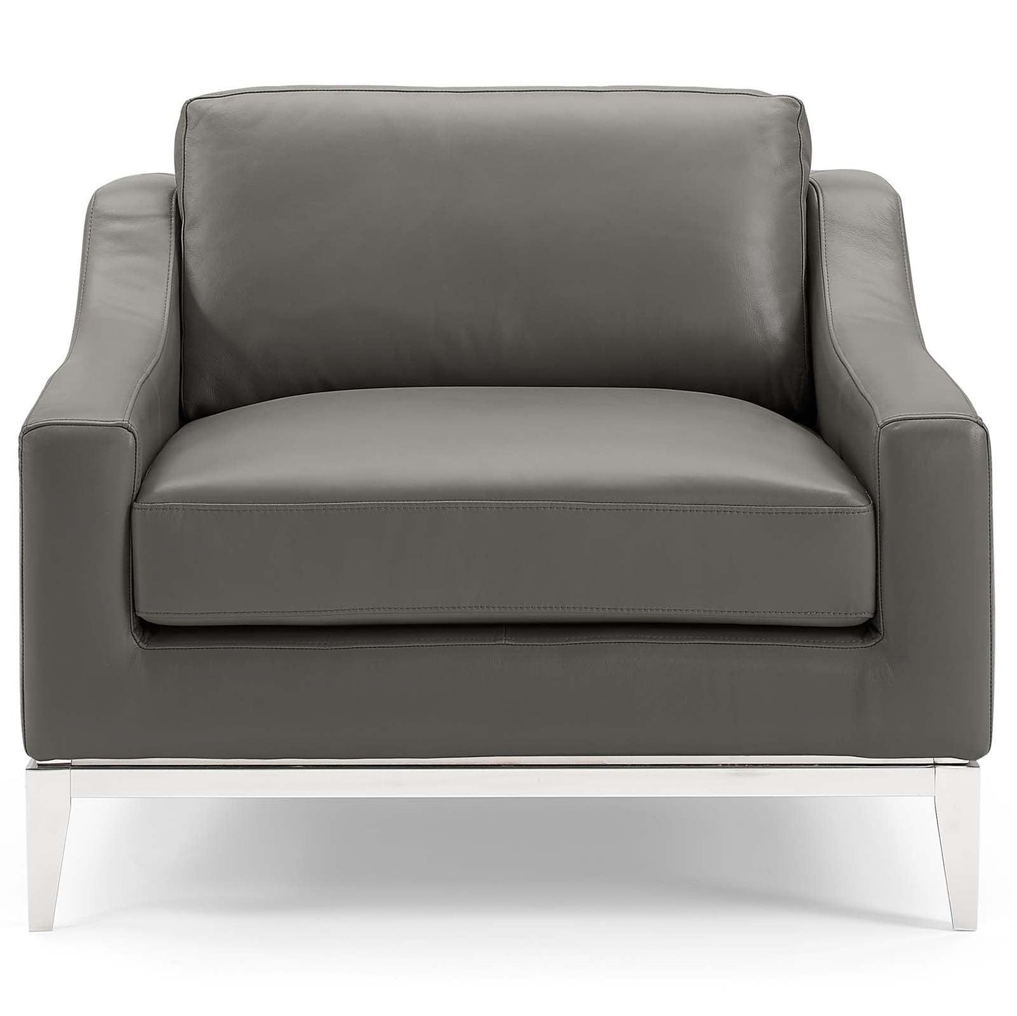 Modway Harness Stainless Steel Base Leather Armchair FredCo