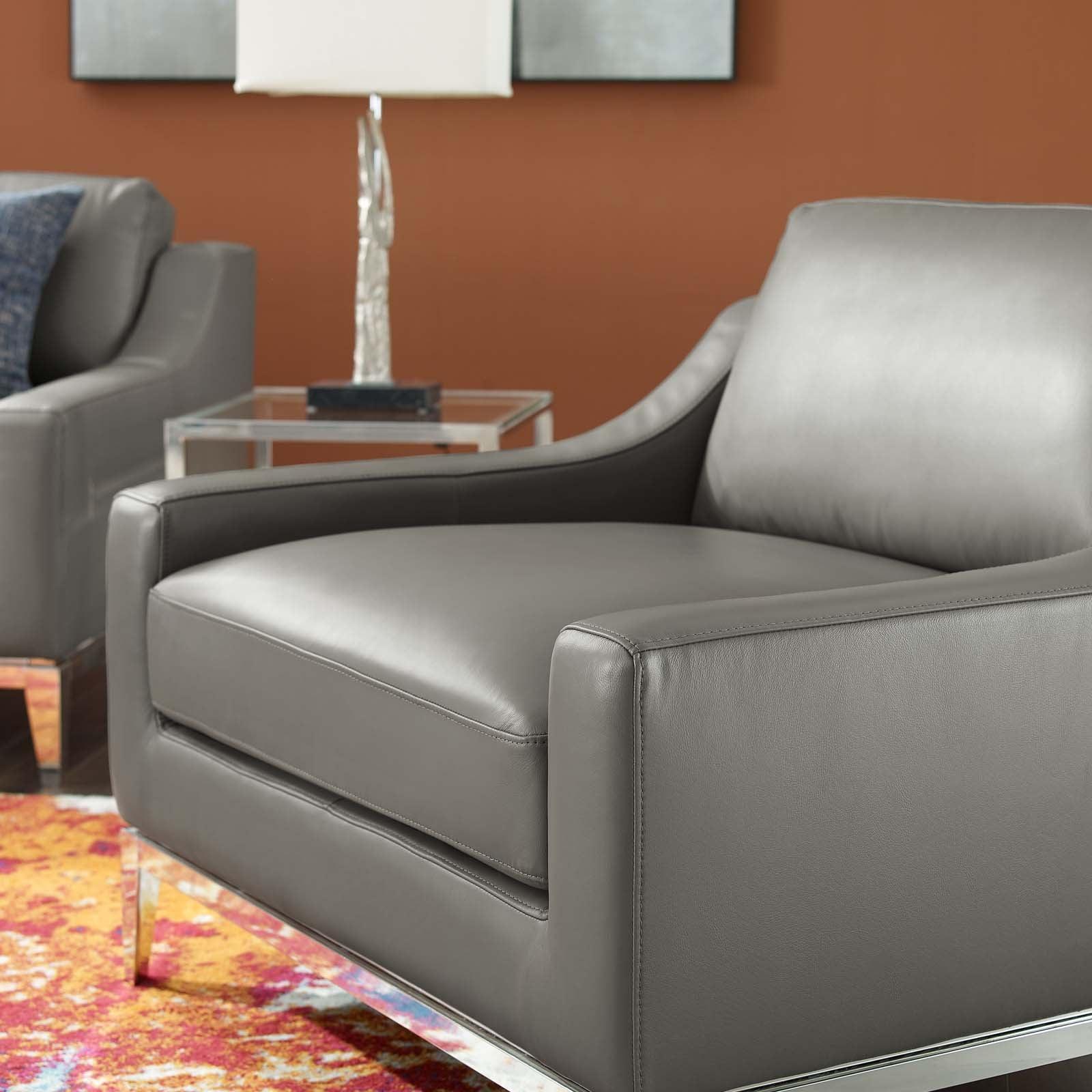 Modway Harness Stainless Steel Base Leather Armchair FredCo