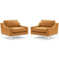 Modway Harness Stainless Steel Base Leather Armchair Set of 2 FredCo