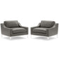 Modway Harness Stainless Steel Base Leather Armchair Set of 2 FredCo