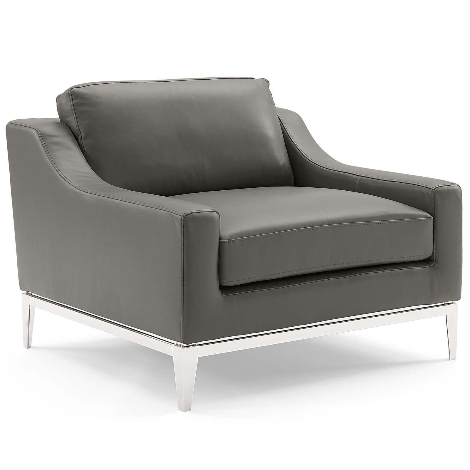 Modway Harness Stainless Steel Base Leather Loveseat & Armchair Set FredCo