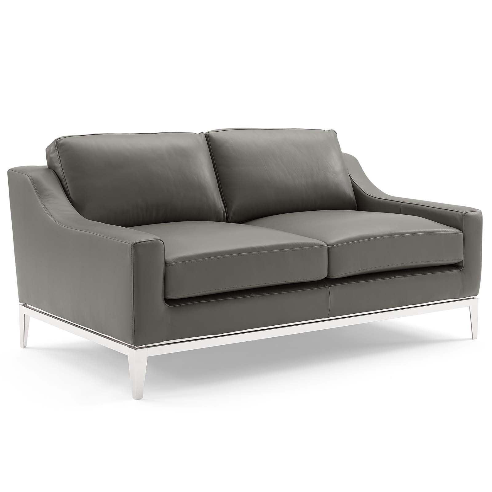 Modway Harness Stainless Steel Base Leather Loveseat & Armchair Set FredCo