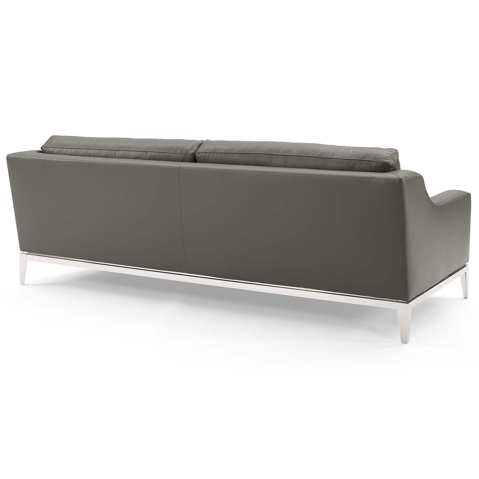 Modway Harness Stainless Steel Base Leather Sofa & Armchair Set FredCo
