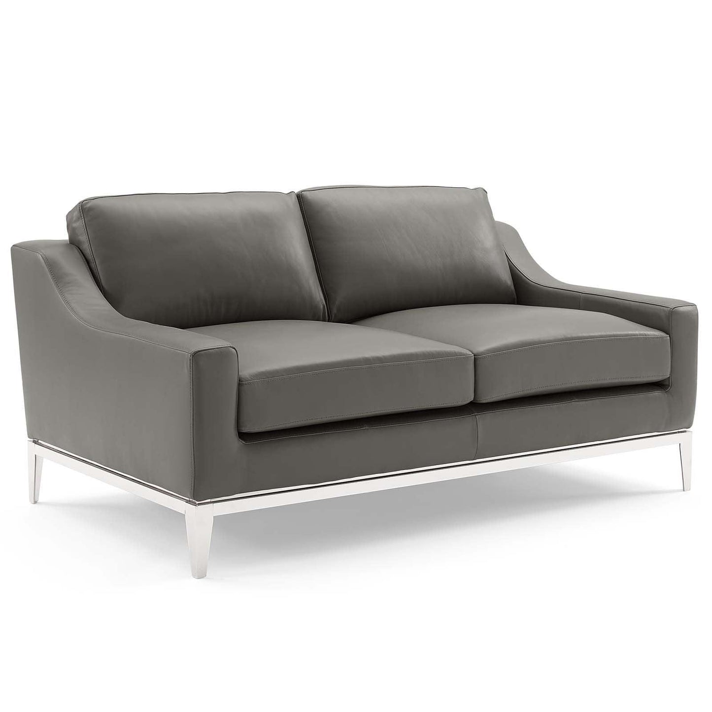 Modway Harness Stainless Steel Base Leather Sofa and Loveseat Set FredCo