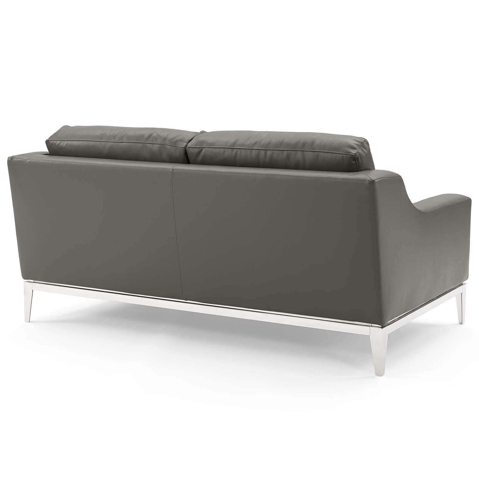 Modway Harness Stainless Steel Base Leather Sofa and Loveseat Set FredCo