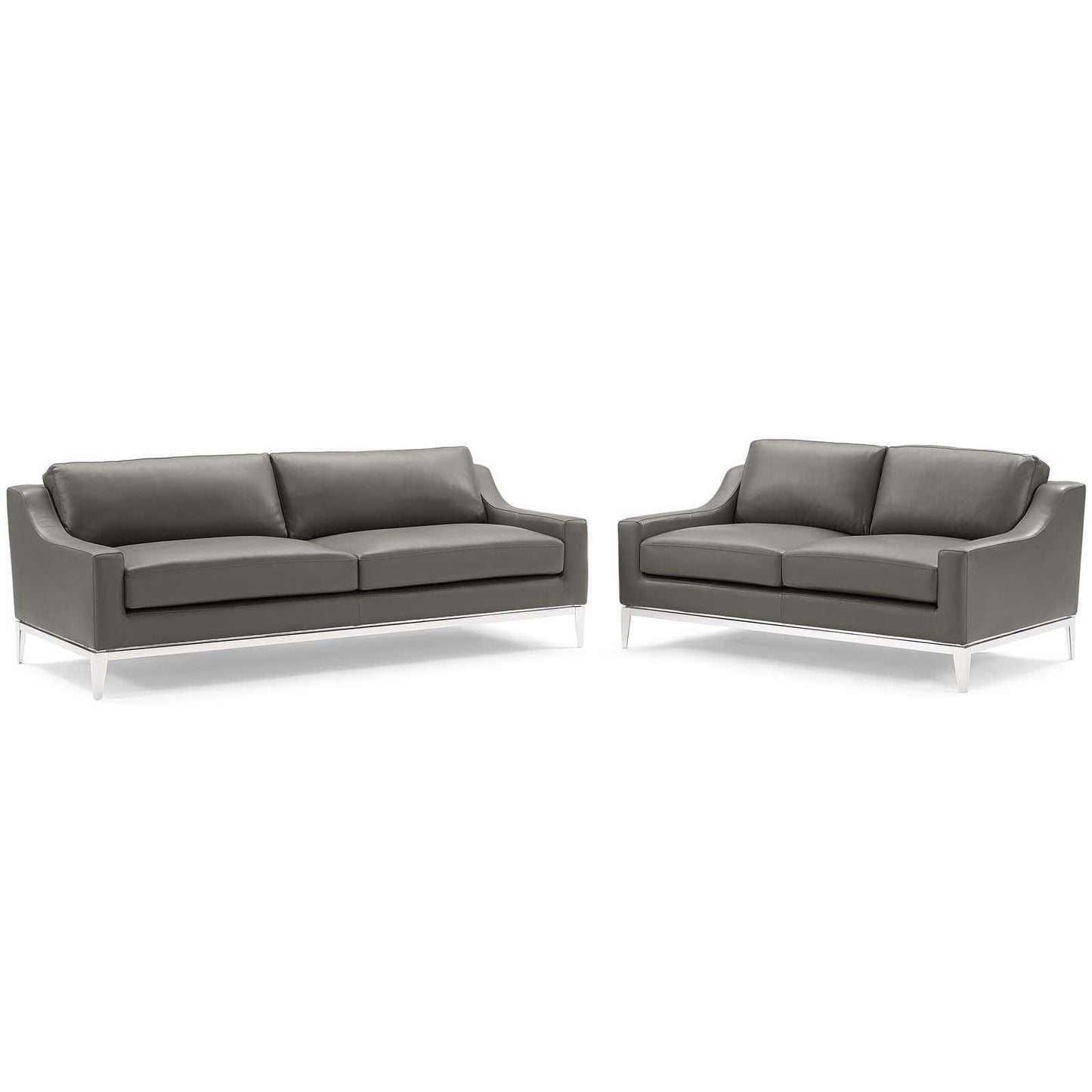 Modway Harness Stainless Steel Base Leather Sofa and Loveseat Set FredCo