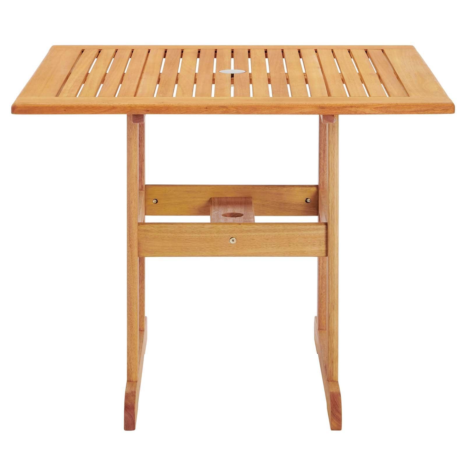Modway Hatteras 36" Square Outdoor Patio Eucalyptus Wood Dining Table FredCo