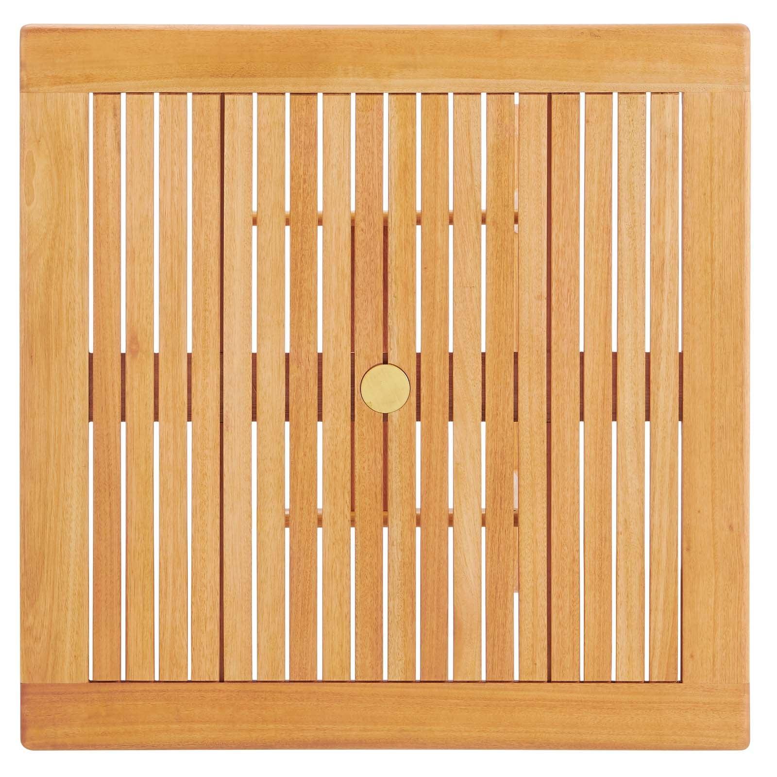 Modway Hatteras 36" Square Outdoor Patio Eucalyptus Wood Dining Table FredCo