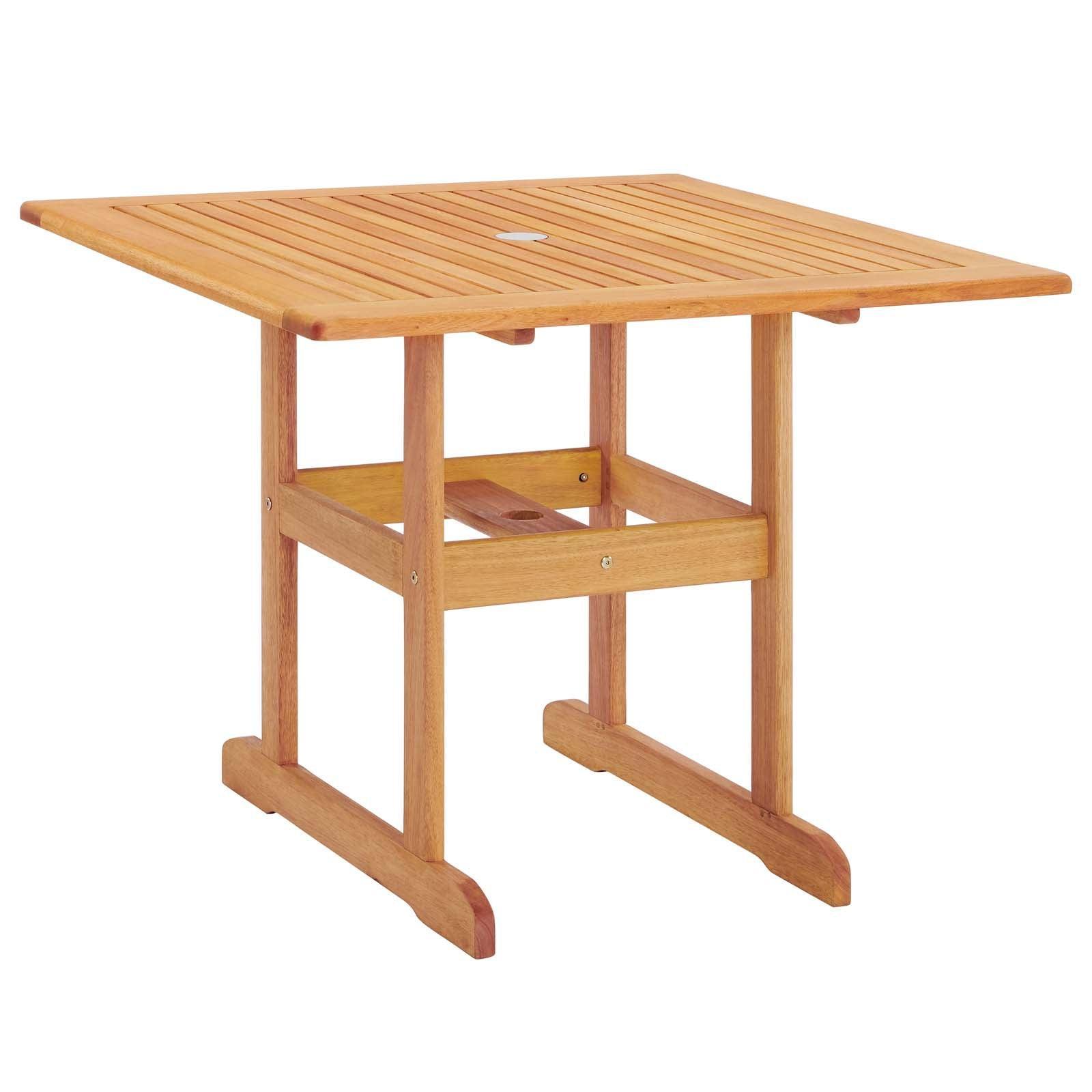 Modway Hatteras 36" Square Outdoor Patio Eucalyptus Wood Dining Table FredCo