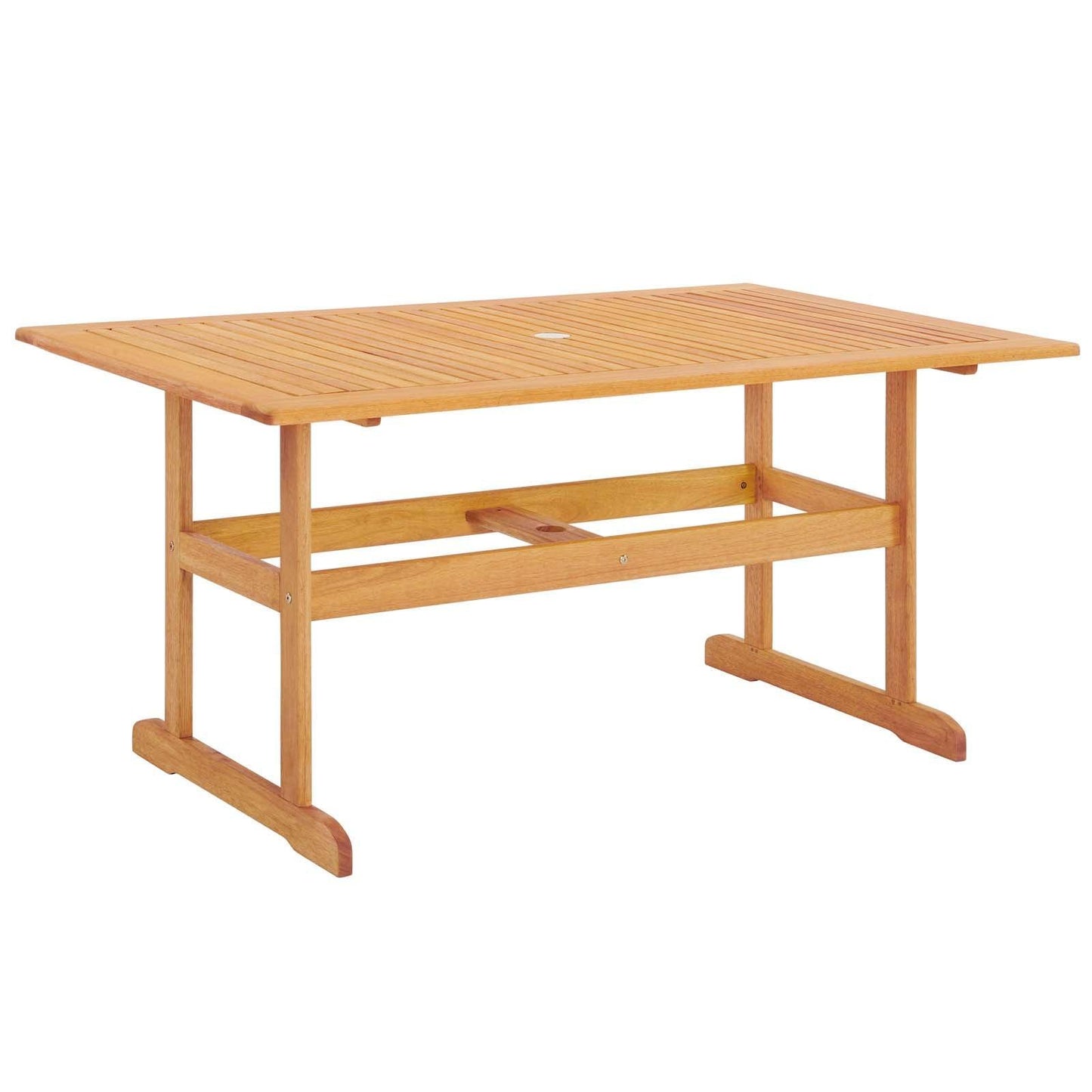 Modway Hatteras 59" Rectangle Outdoor Patio Eucalyptus Wood Dining Table FredCo