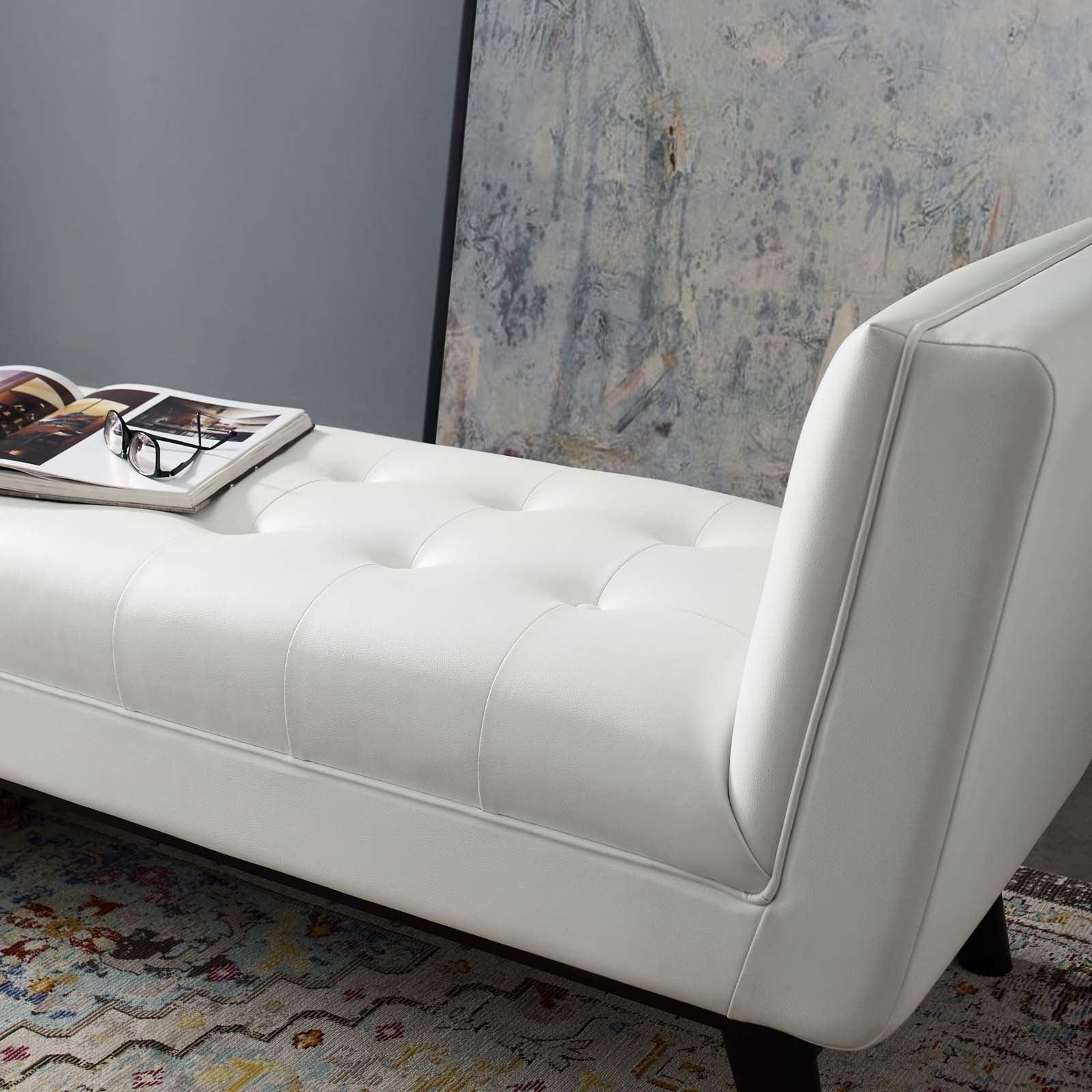 Modway Haven Tufted Button Faux Leather Accent Bench FredCo