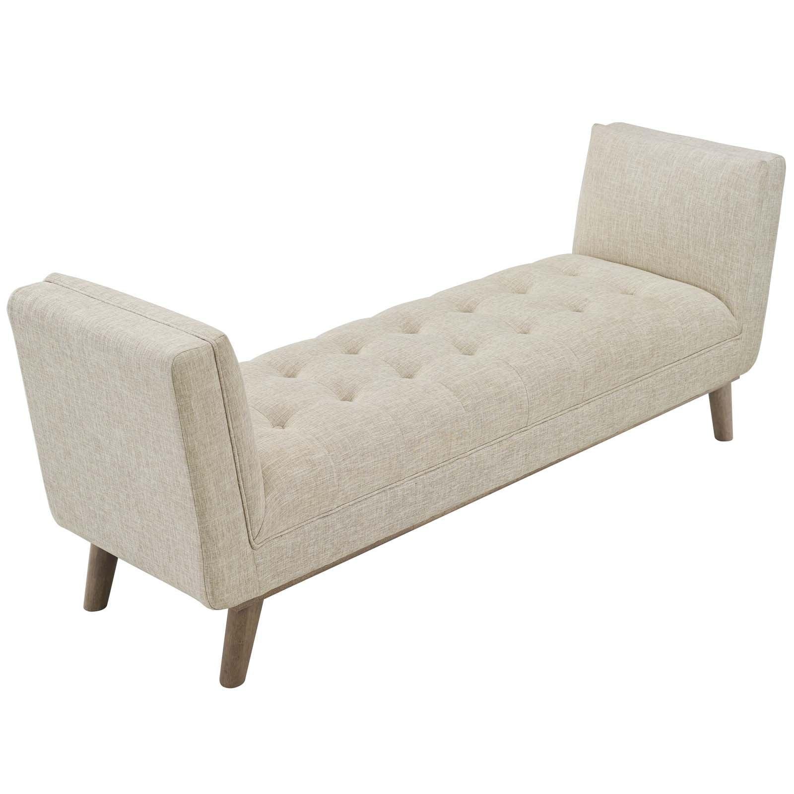 Modway Haven Tufted Button Upholstered Fabric Accent Bench FredCo