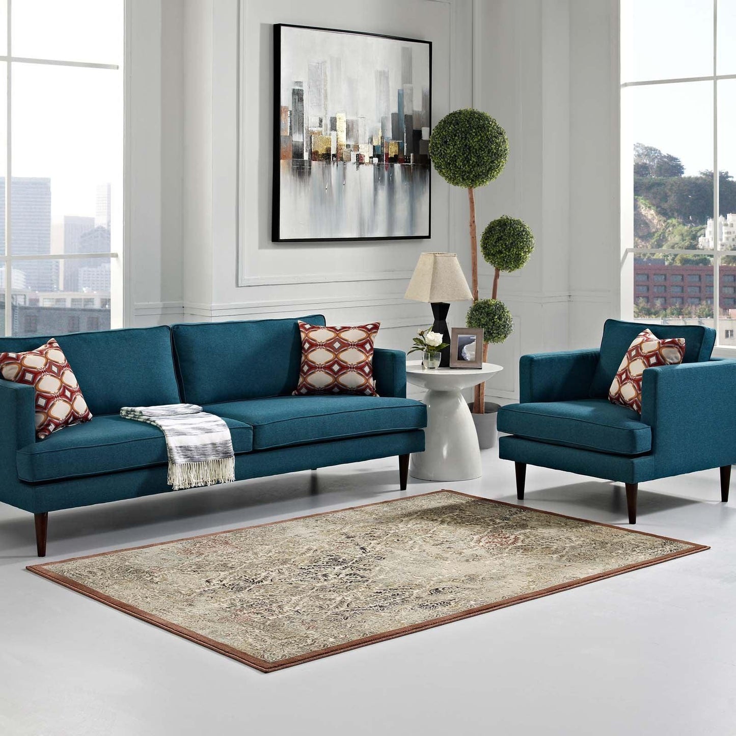 Modway Hester Ornate Turkish Vintage Area Rug FredCo