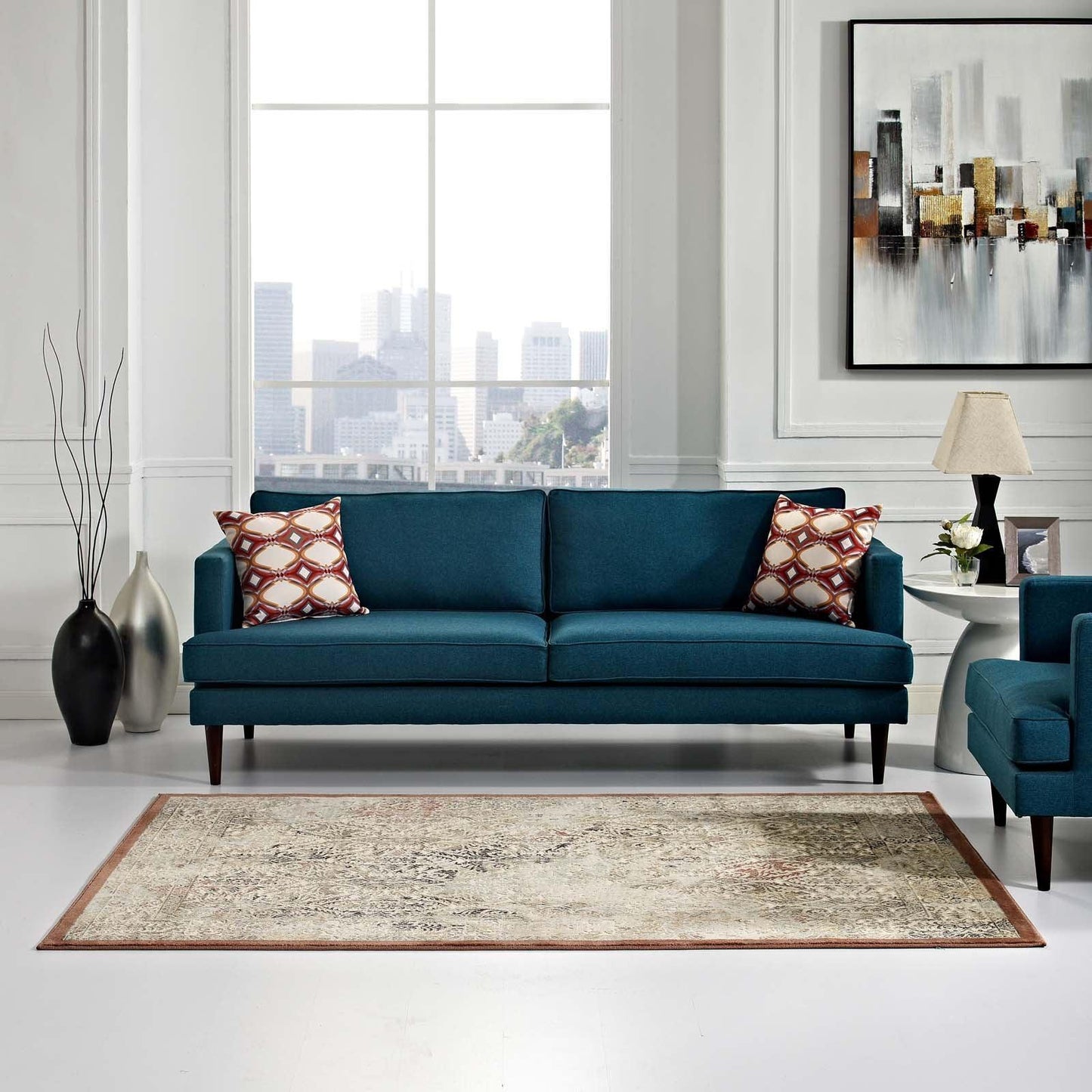 Modway Hester Ornate Turkish Vintage Area Rug FredCo