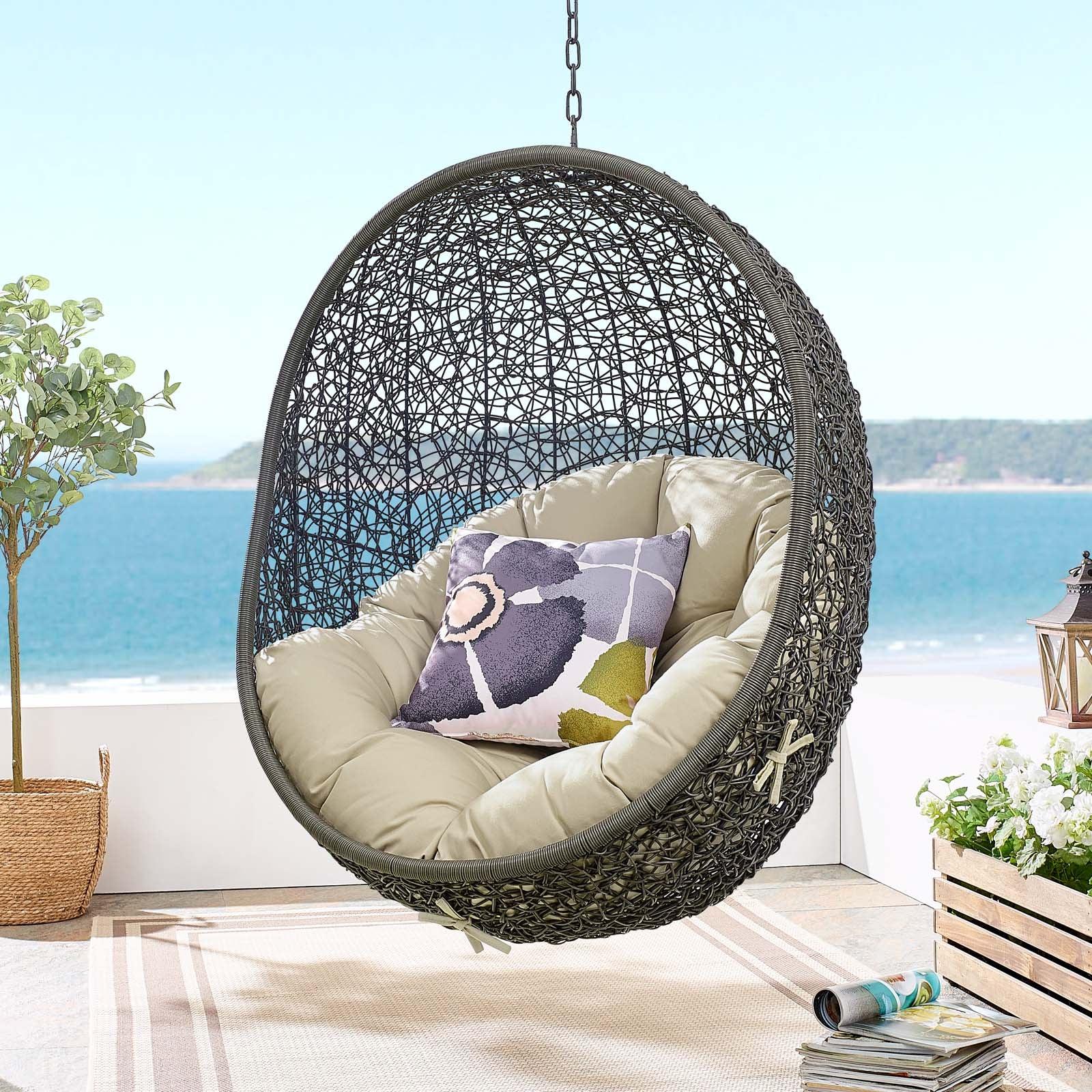 Modway Hide Outdoor Patio Sunbrella® Swing Chair With Stand FredCo