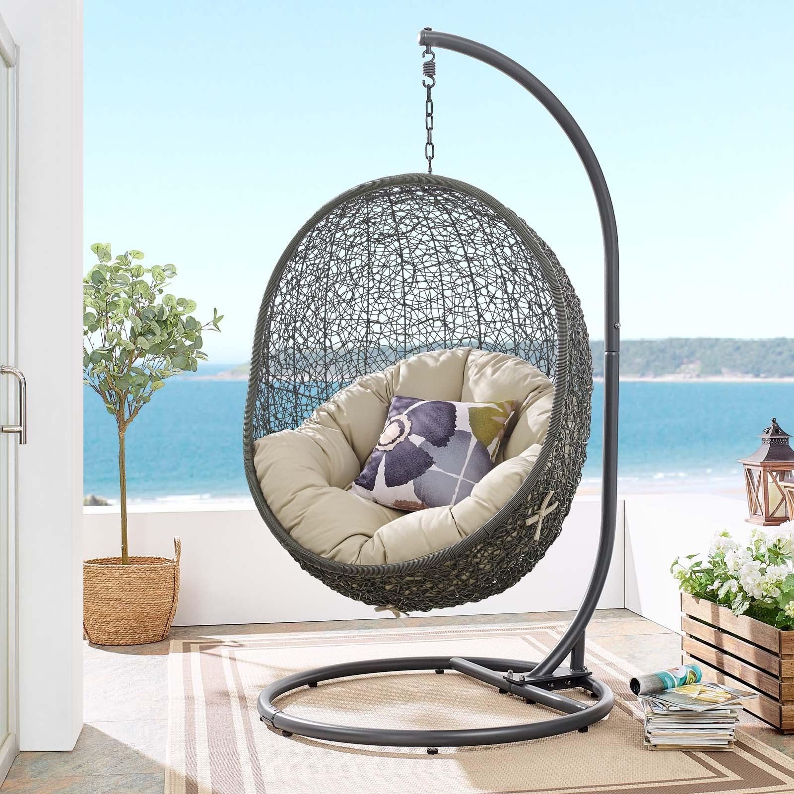 Modway Hide Outdoor Patio Sunbrella® Swing Chair With Stand FredCo