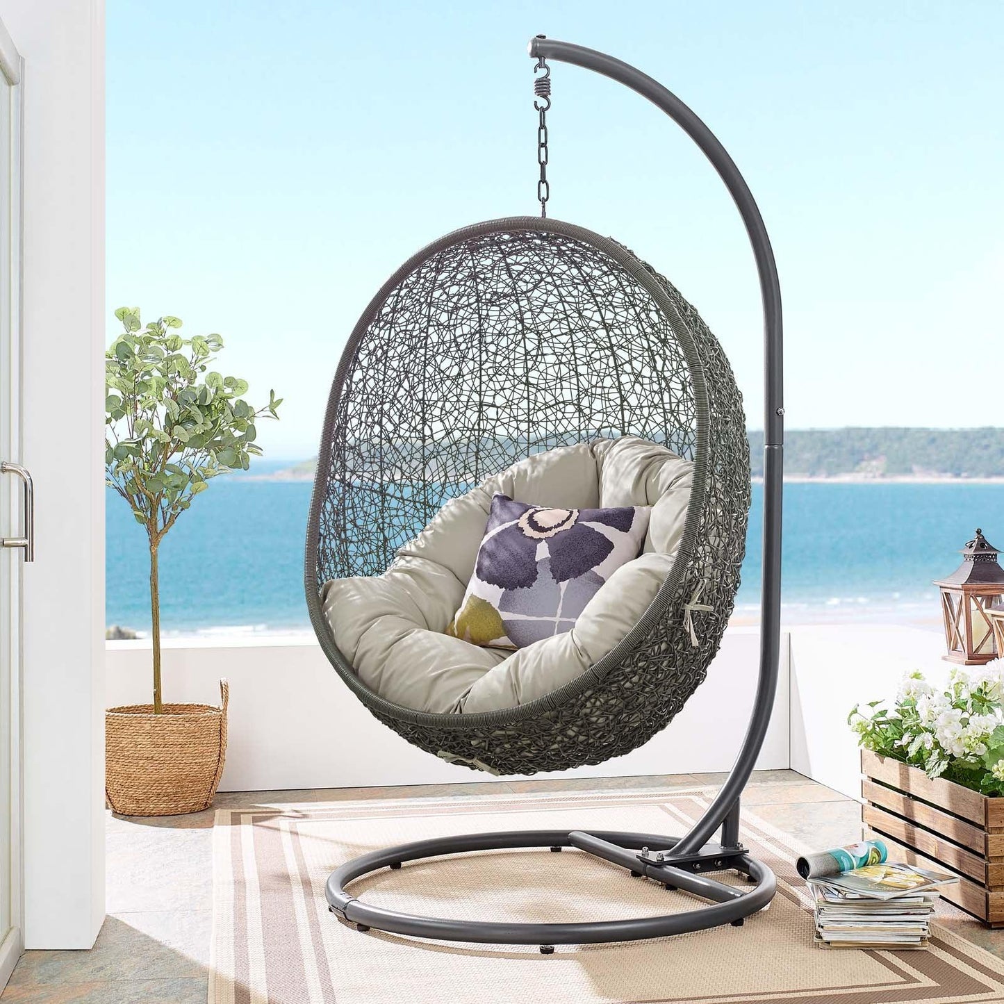 Modway Hide Outdoor Patio Swing Chair With Stand FredCo