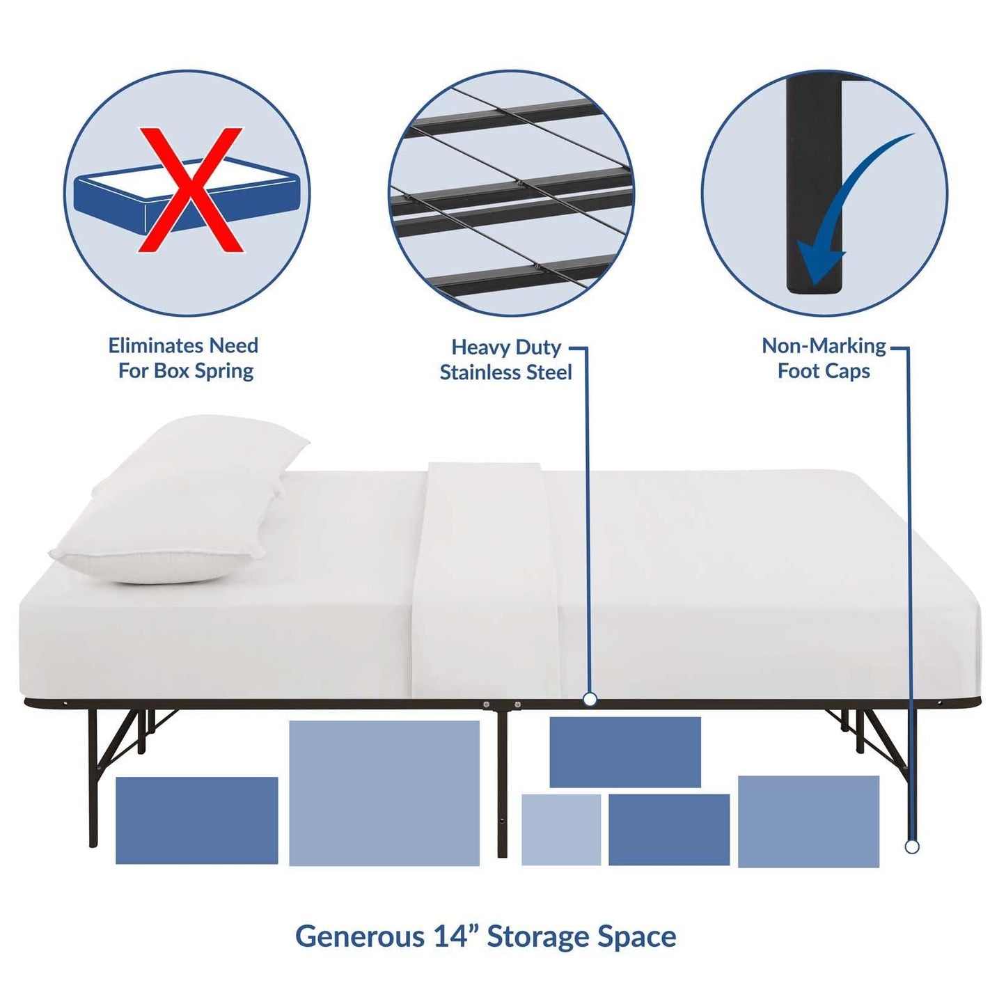 Modway Horizon Queen Stainless Steel Bed Frame FredCo