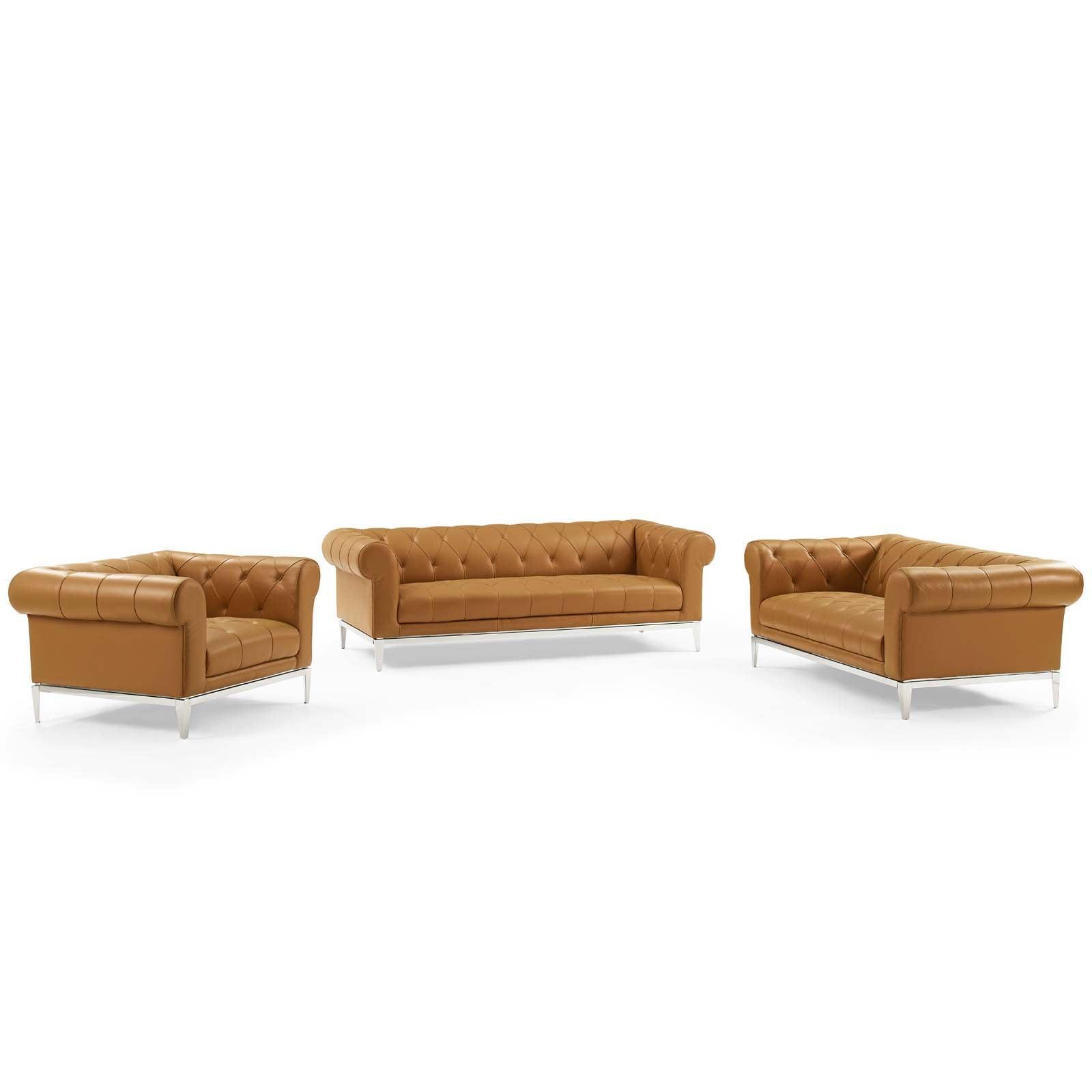 Modway Idyll 3 Piece Upholstered Leather Set FredCo