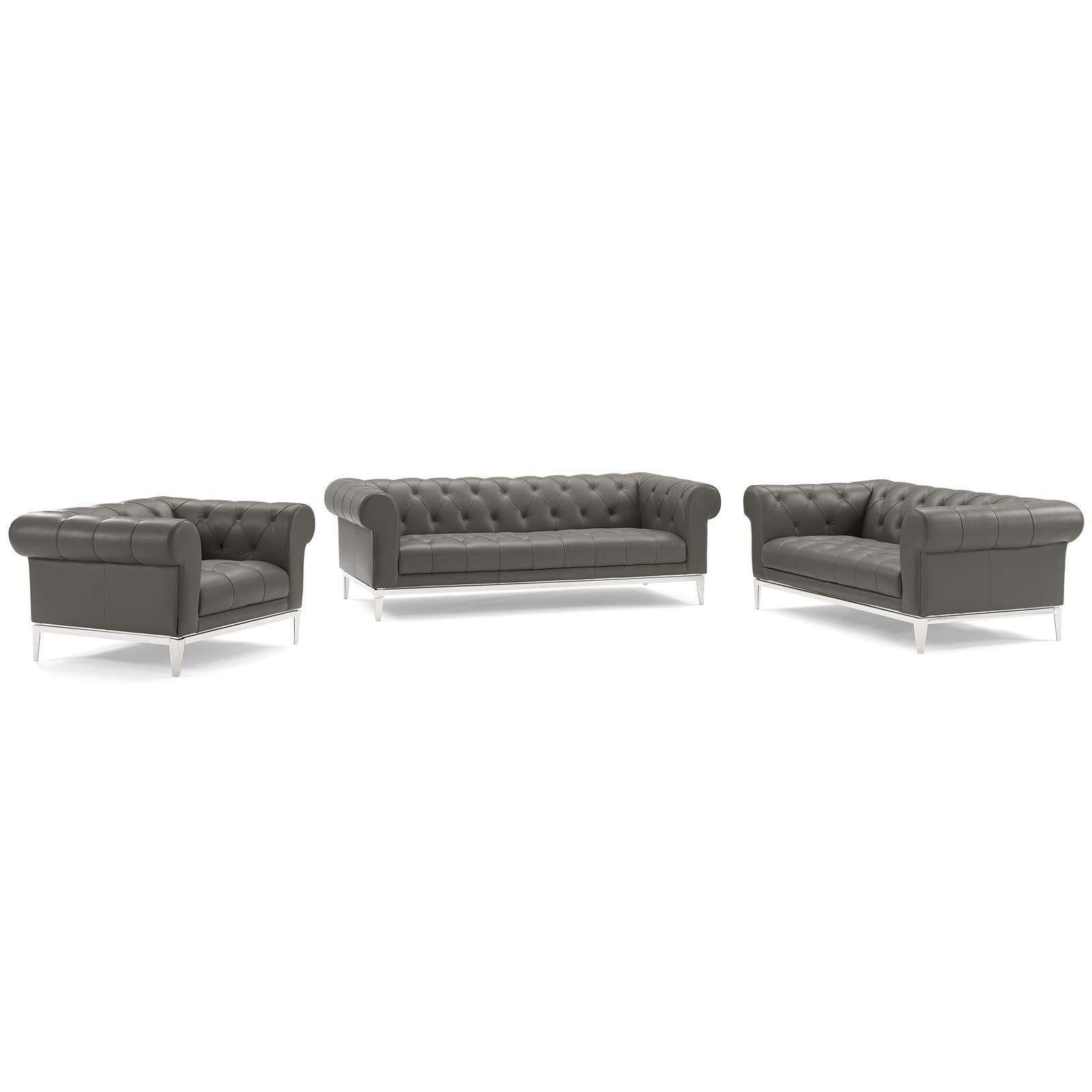 Modway Idyll 3 Piece Upholstered Leather Set FredCo