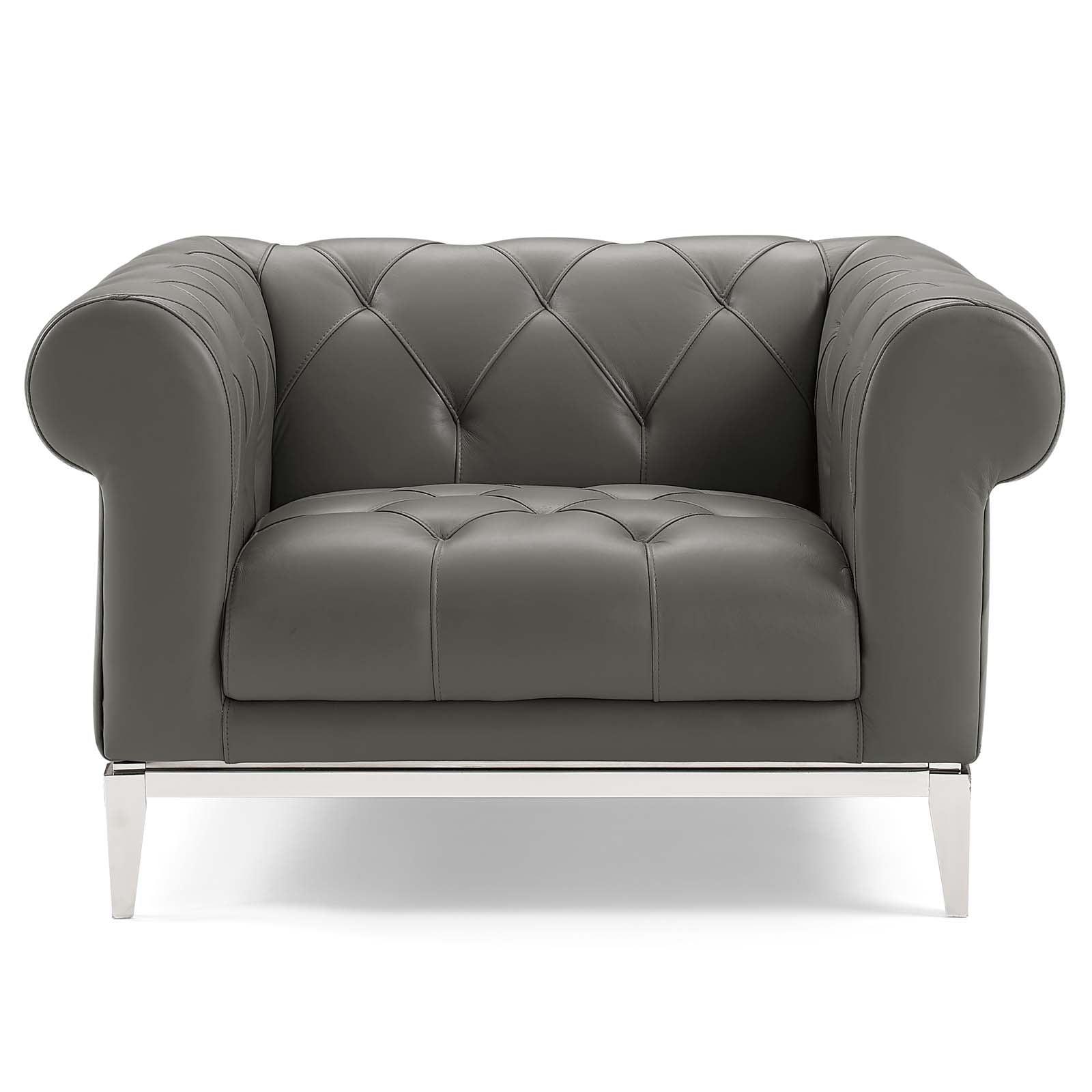 Modway Idyll Tufted Button Upholstered Leather Chesterfield Armchair FredCo