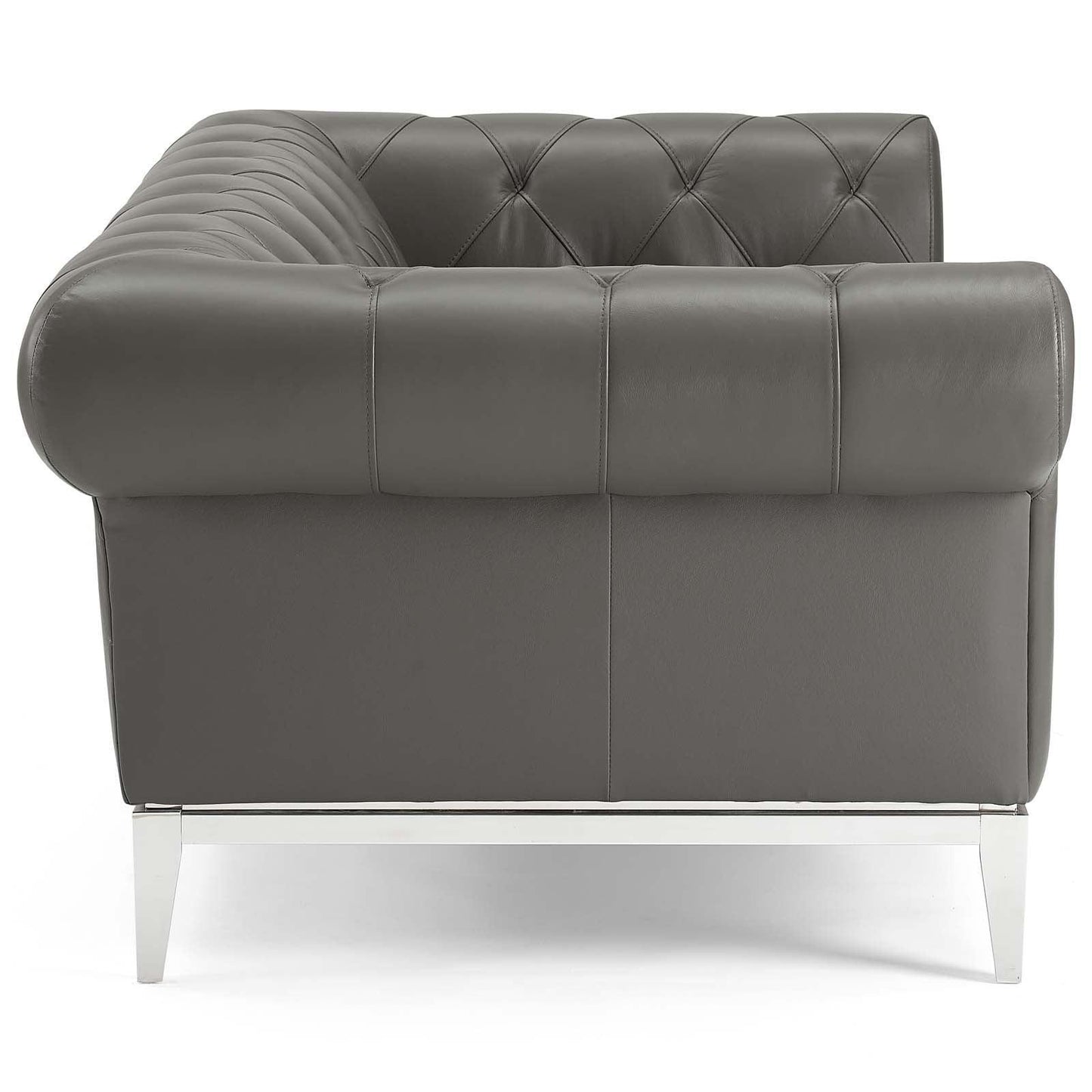 Modway Idyll Tufted Button Upholstered Leather Chesterfield Loveseat FredCo