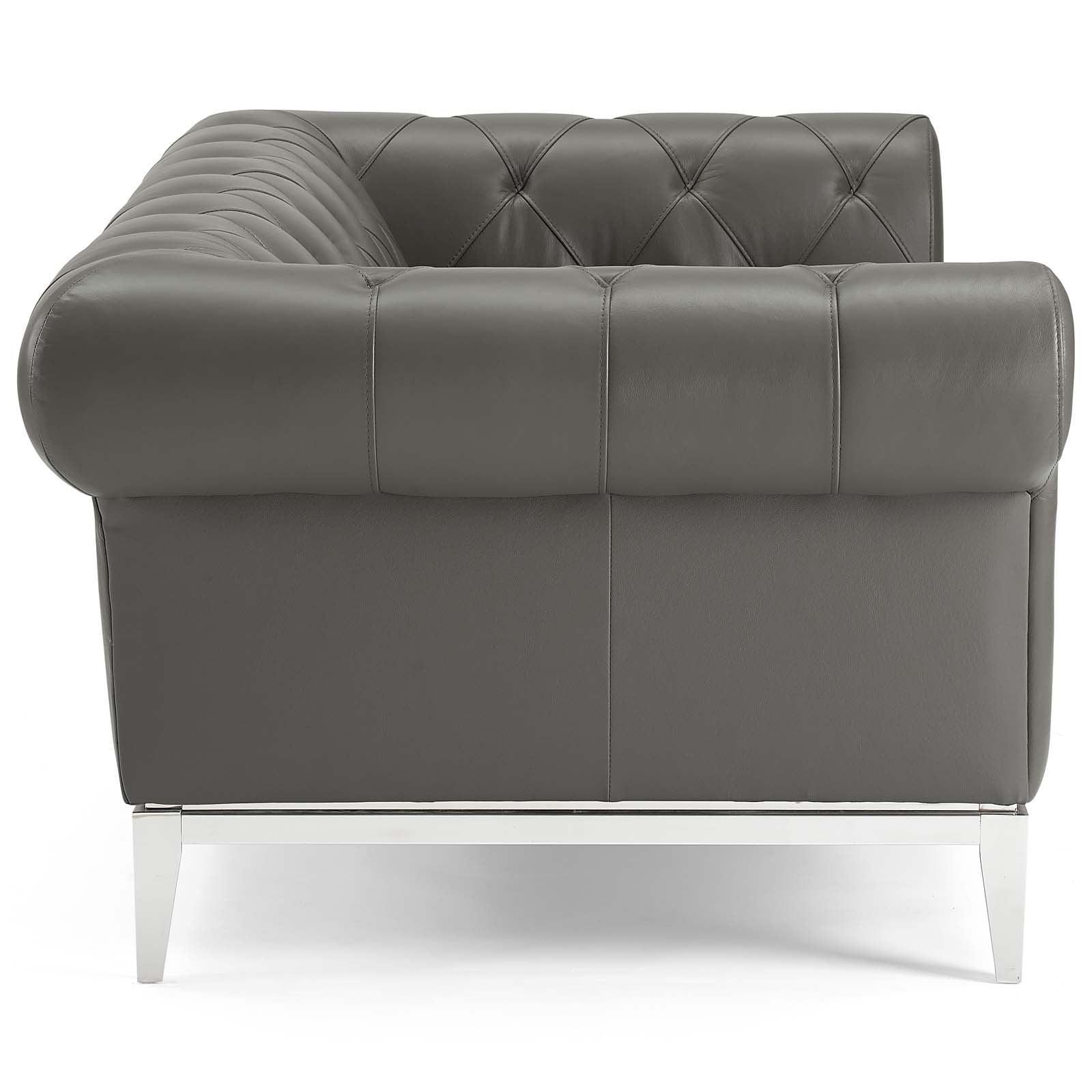 Modway Idyll Tufted Button Upholstered Leather Chesterfield Loveseat FredCo