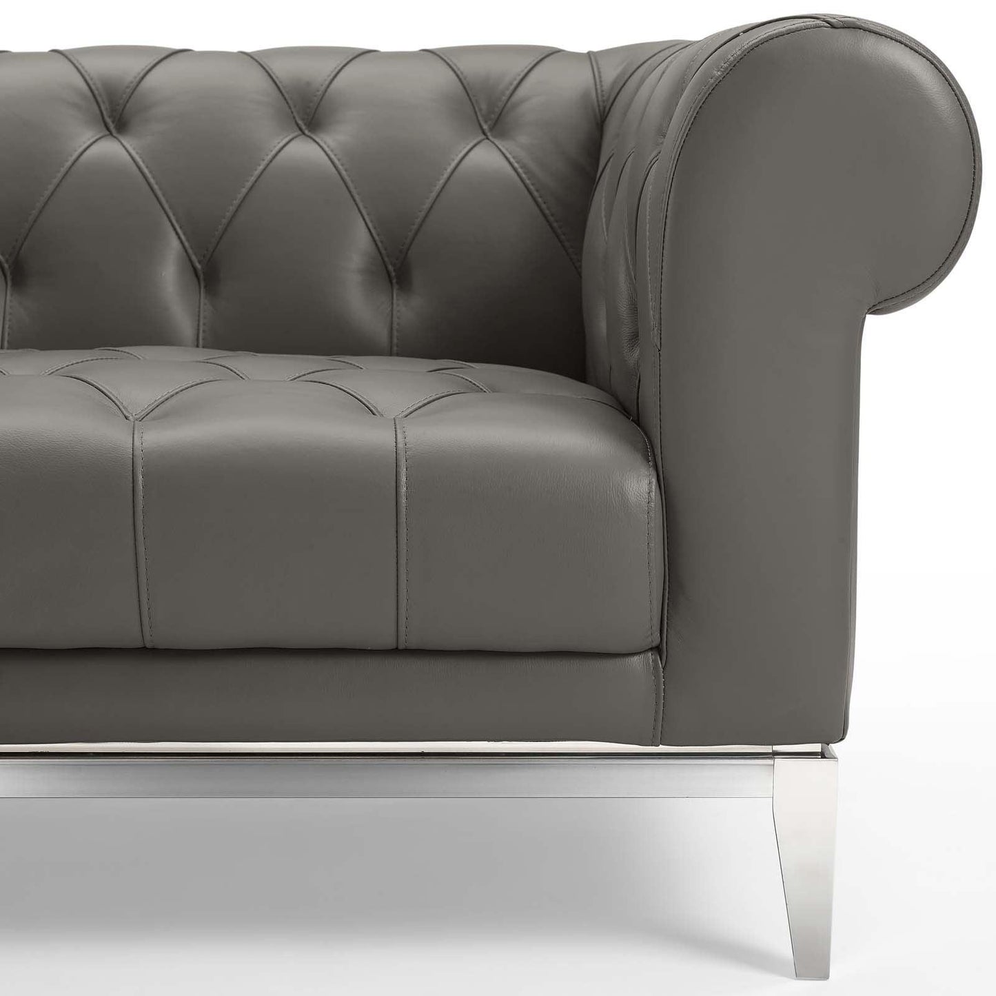 Modway Idyll Tufted Button Upholstered Leather Chesterfield Loveseat FredCo