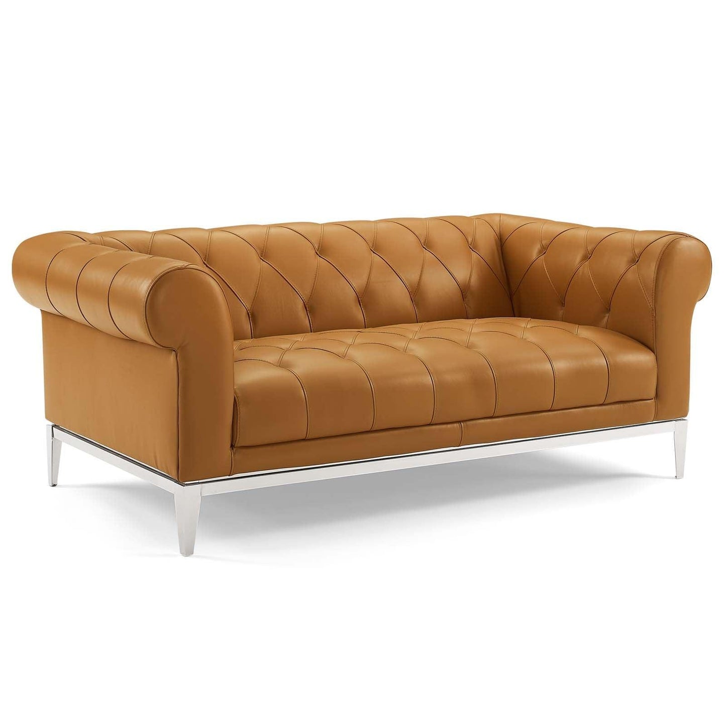 Modway Idyll Tufted Button Upholstered Leather Chesterfield Loveseat FredCo