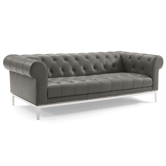 Modway Idyll Tufted Button Upholstered Leather Chesterfield Sofa FredCo